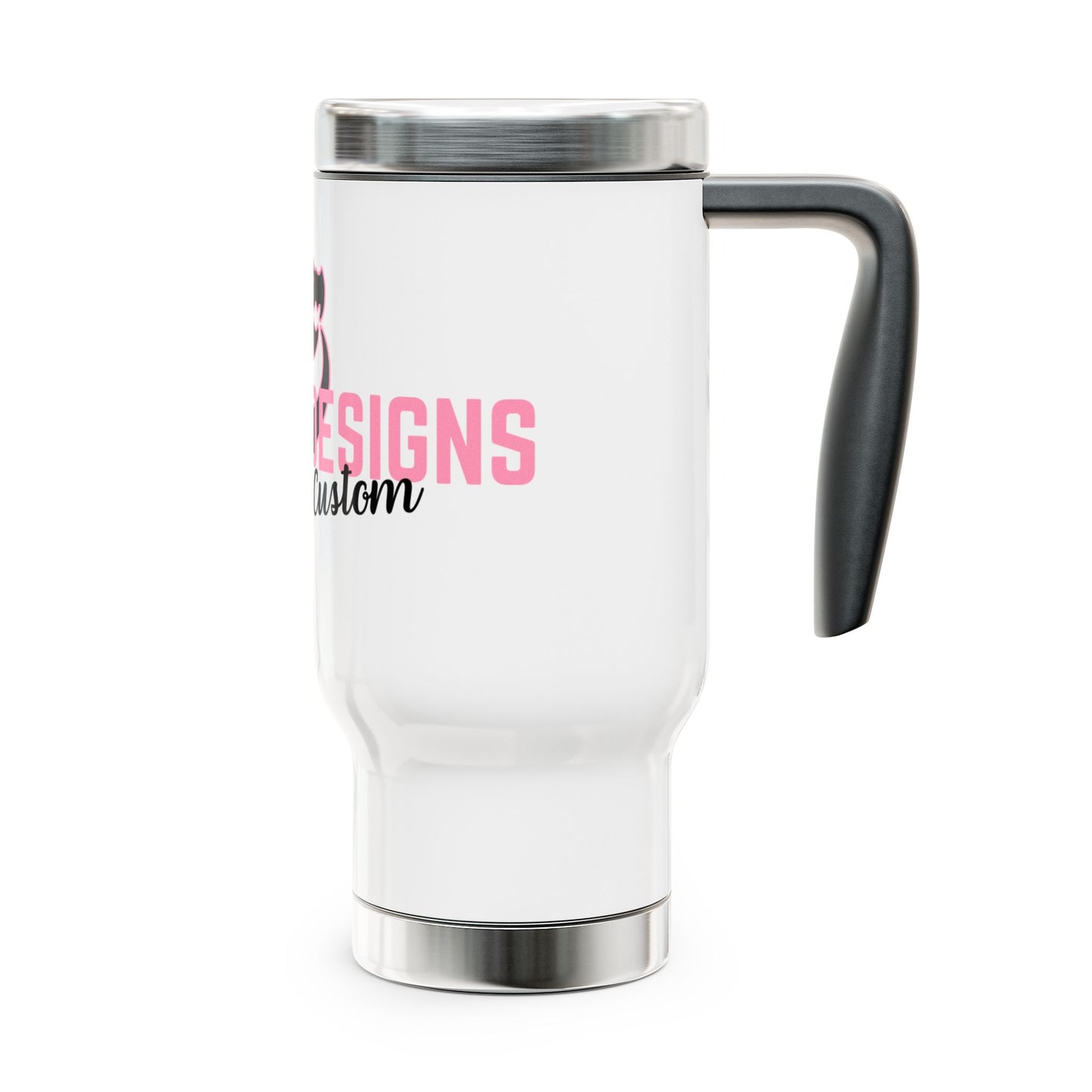 Stainless Steel Travel Mug with Handle, 14oz - Pink GID