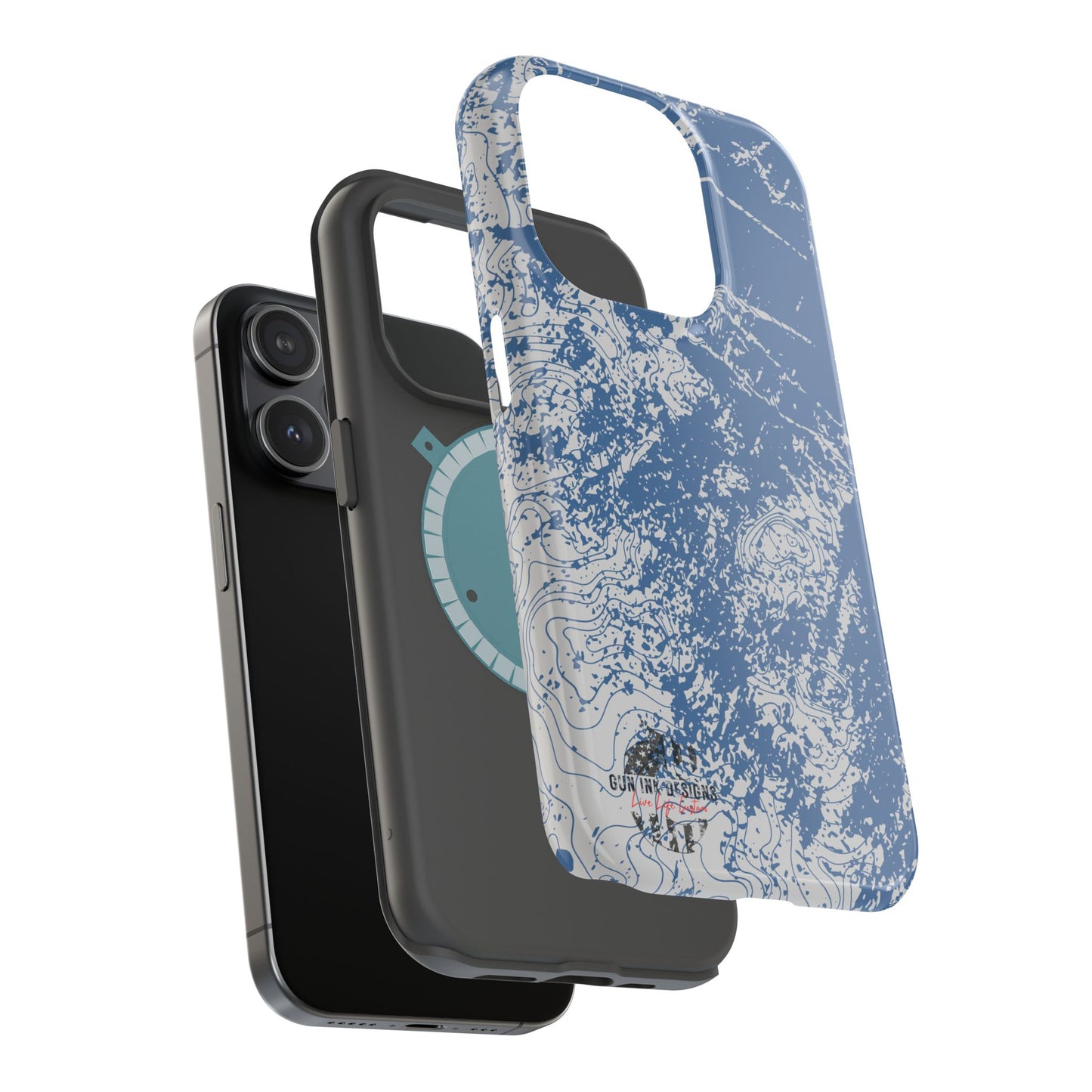 Magnetic Tough Phone Cases - Blue topo camo