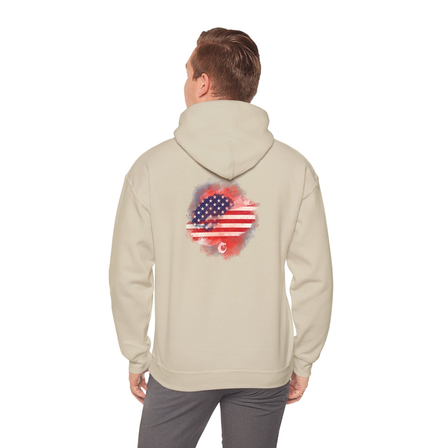 Heavy Blend™ Hooded Sweatshirt - Red Watercolor Flag