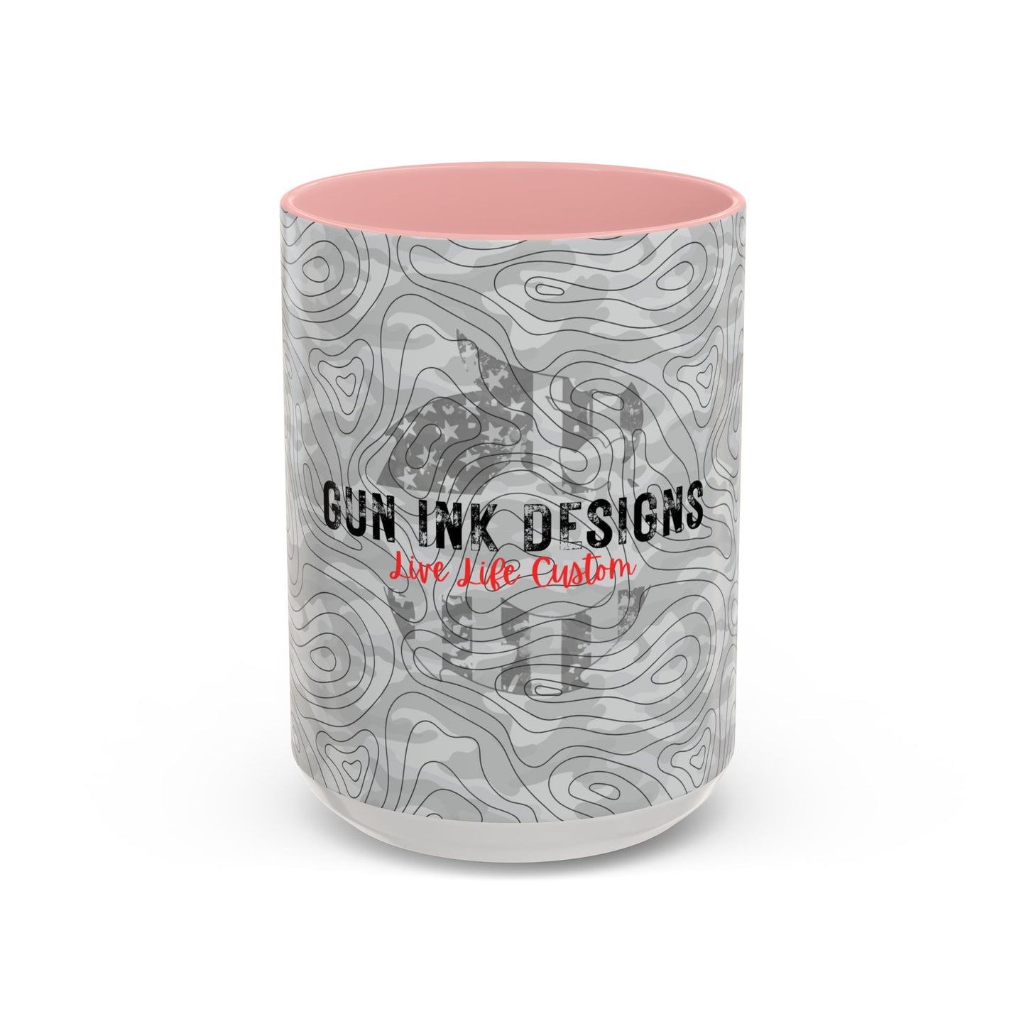 Accent Coffee Mug (11, 15oz) - Gray Topo Logo