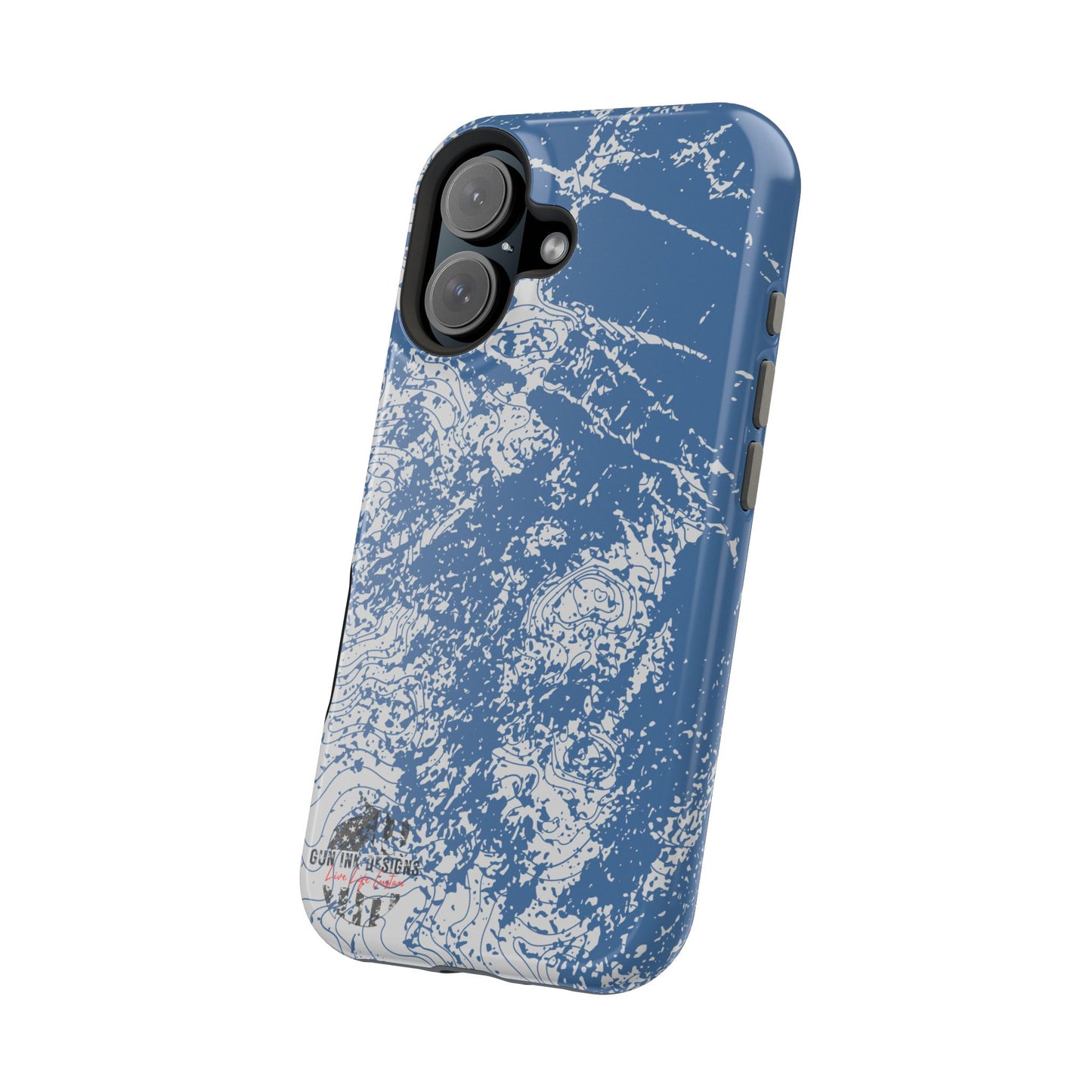 Magnetic Tough Phone Cases - Blue topo camo