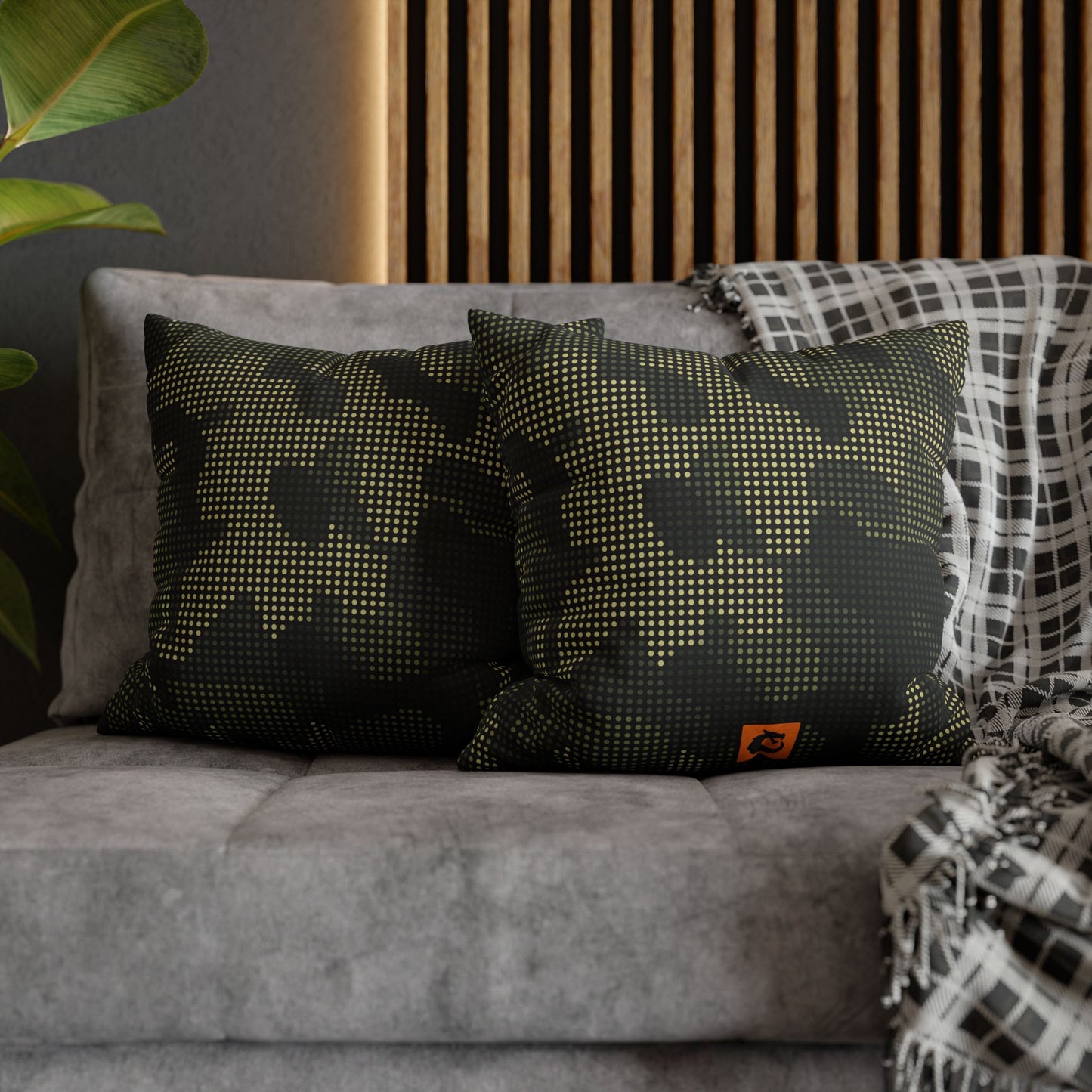 Spun Polyester Square Pillowcase - Green Tech Camo