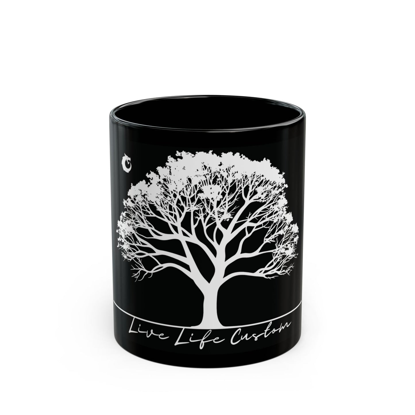 Black Mug (11oz, 15oz) - White Tree