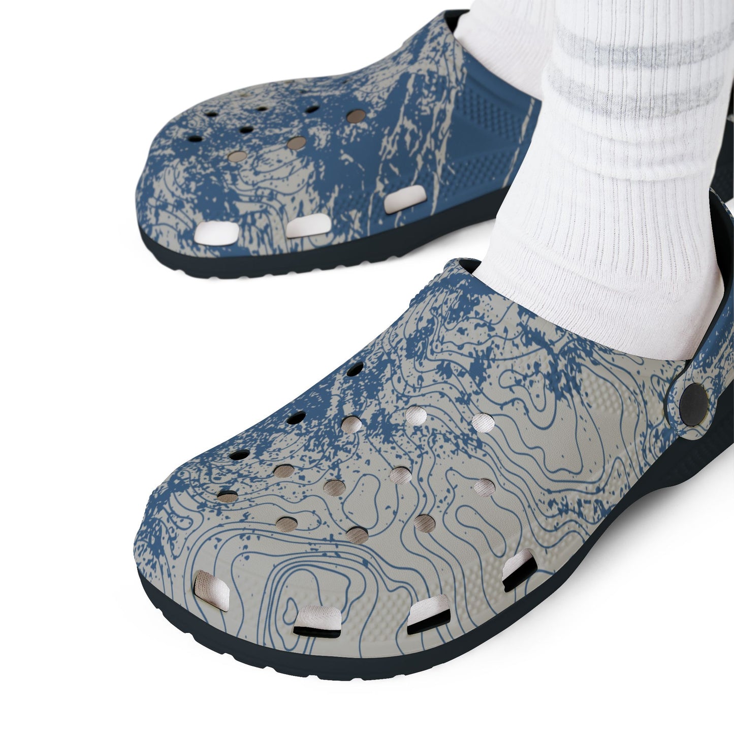 Foam Clogs slip-ons - Blue topo
