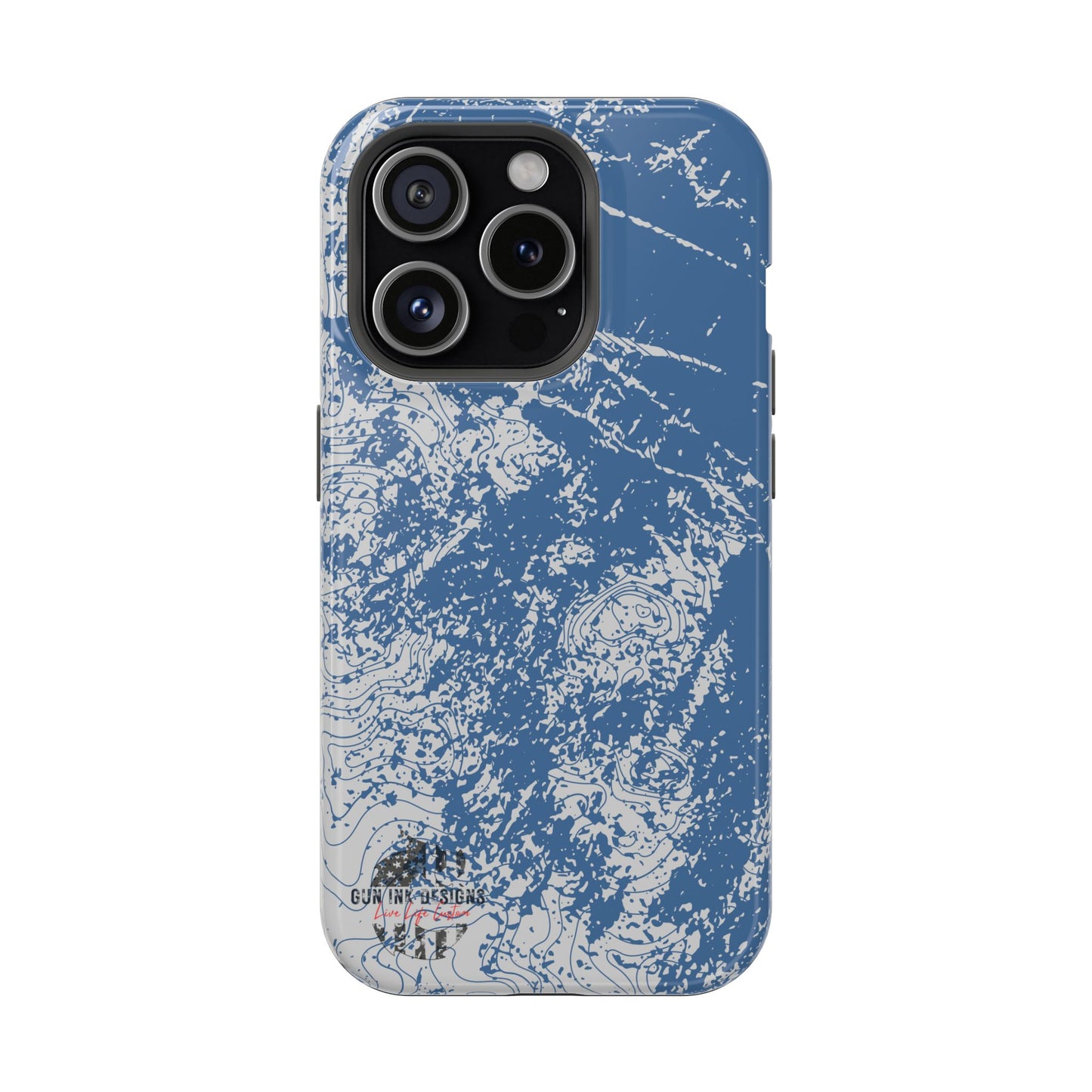 Magnetic Tough Phone Cases - Blue topo camo
