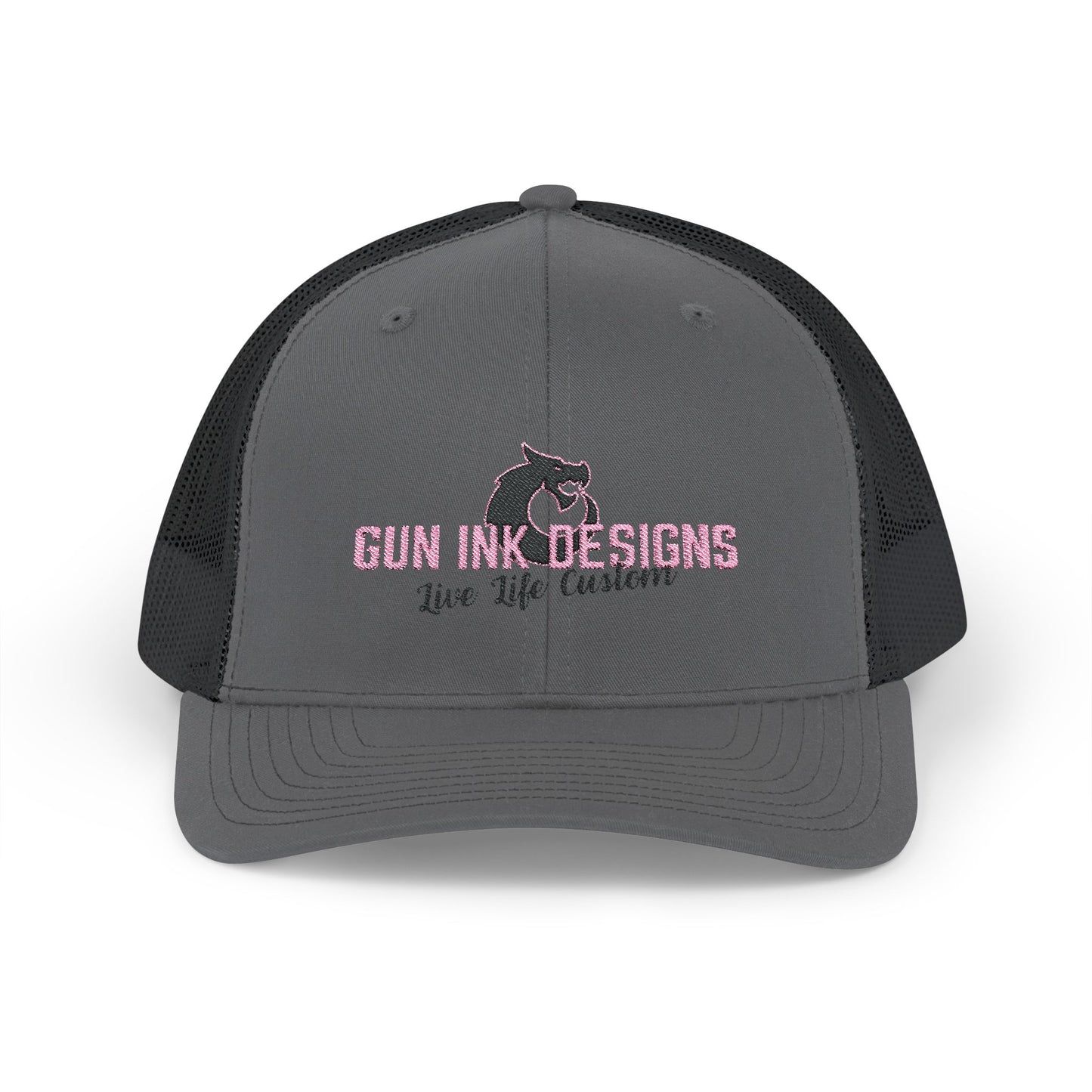 Snapback Trucker Cap - Black/ Pink Logo