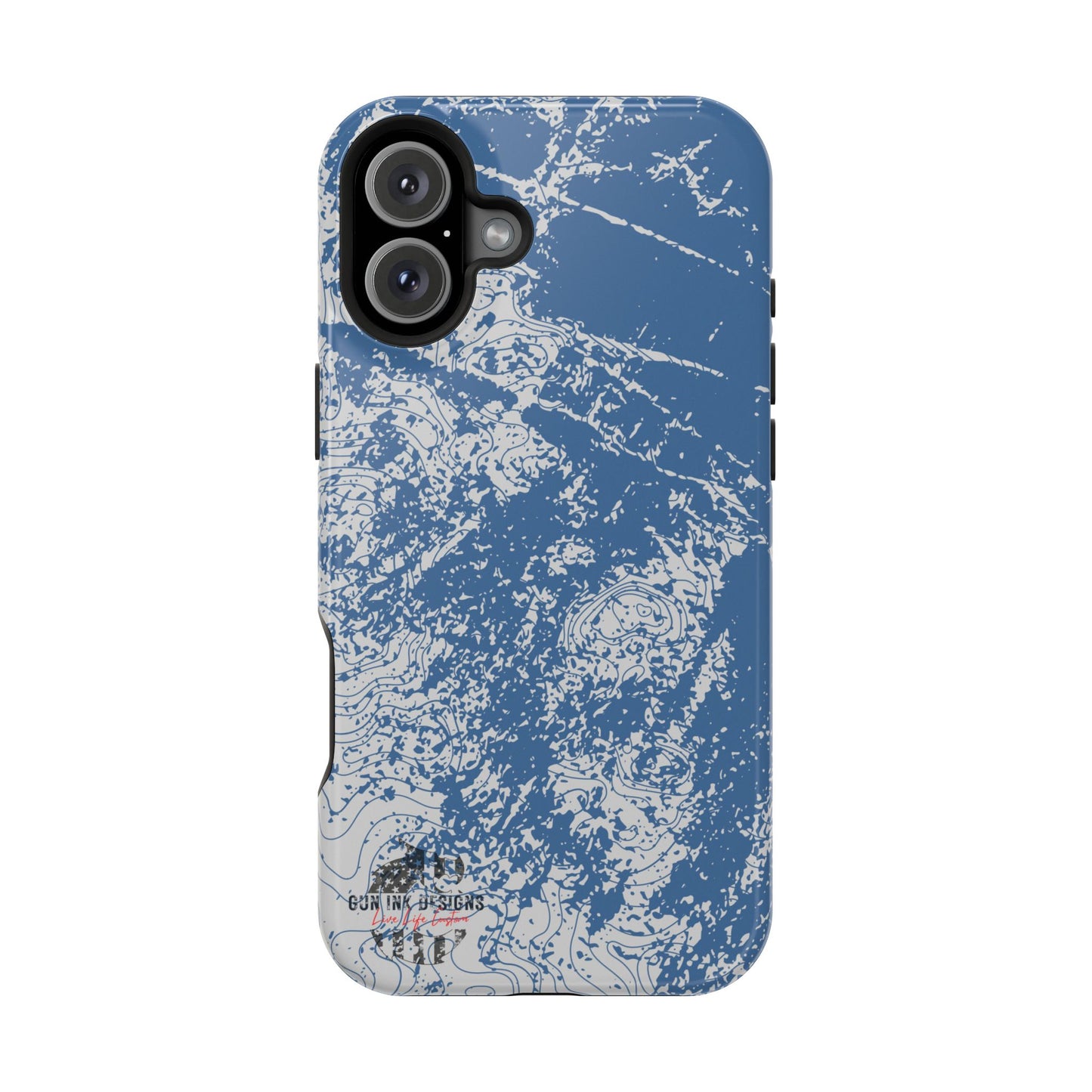 Magnetic Tough Phone Cases - Blue topo camo