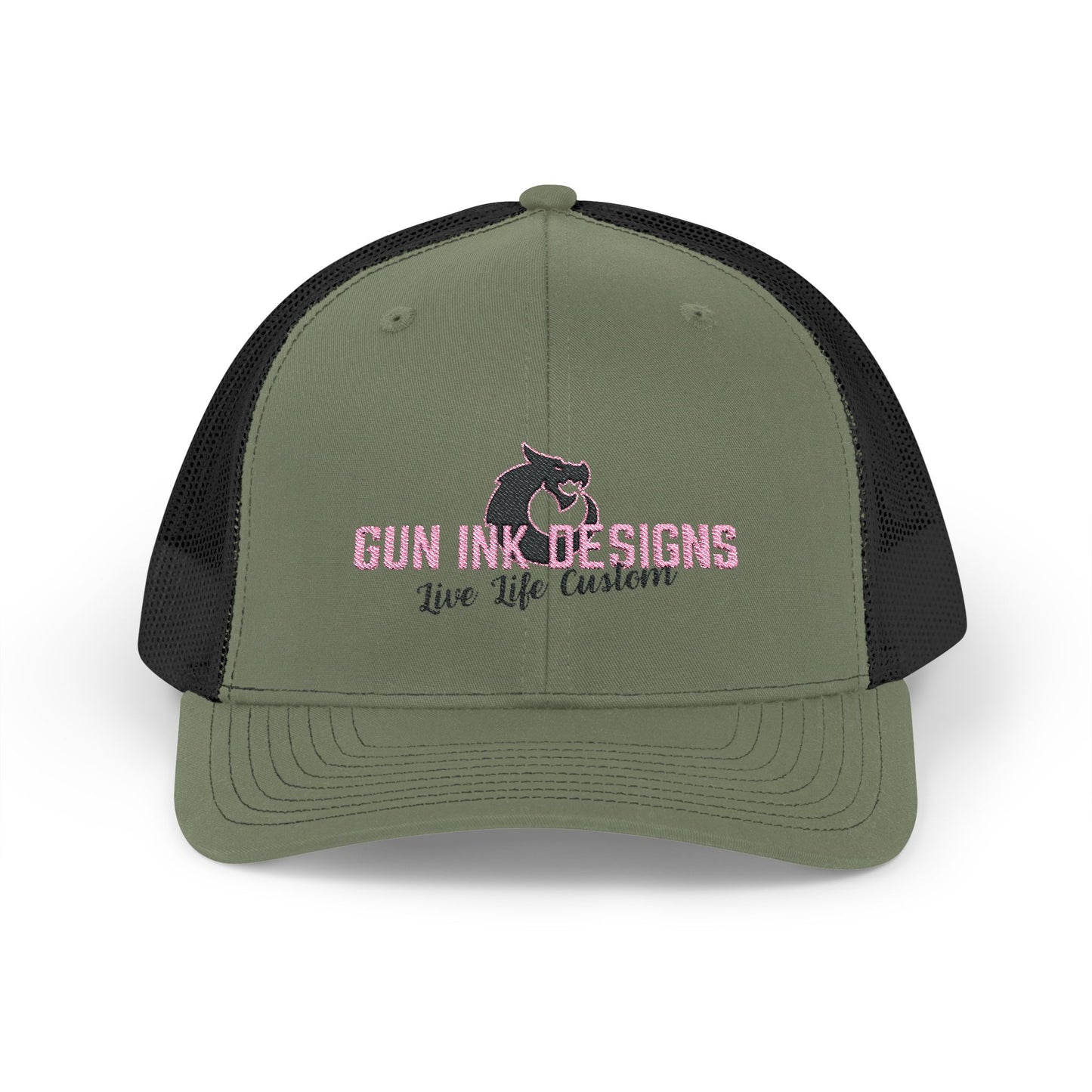 Snapback Trucker Cap - Black/ Pink Logo