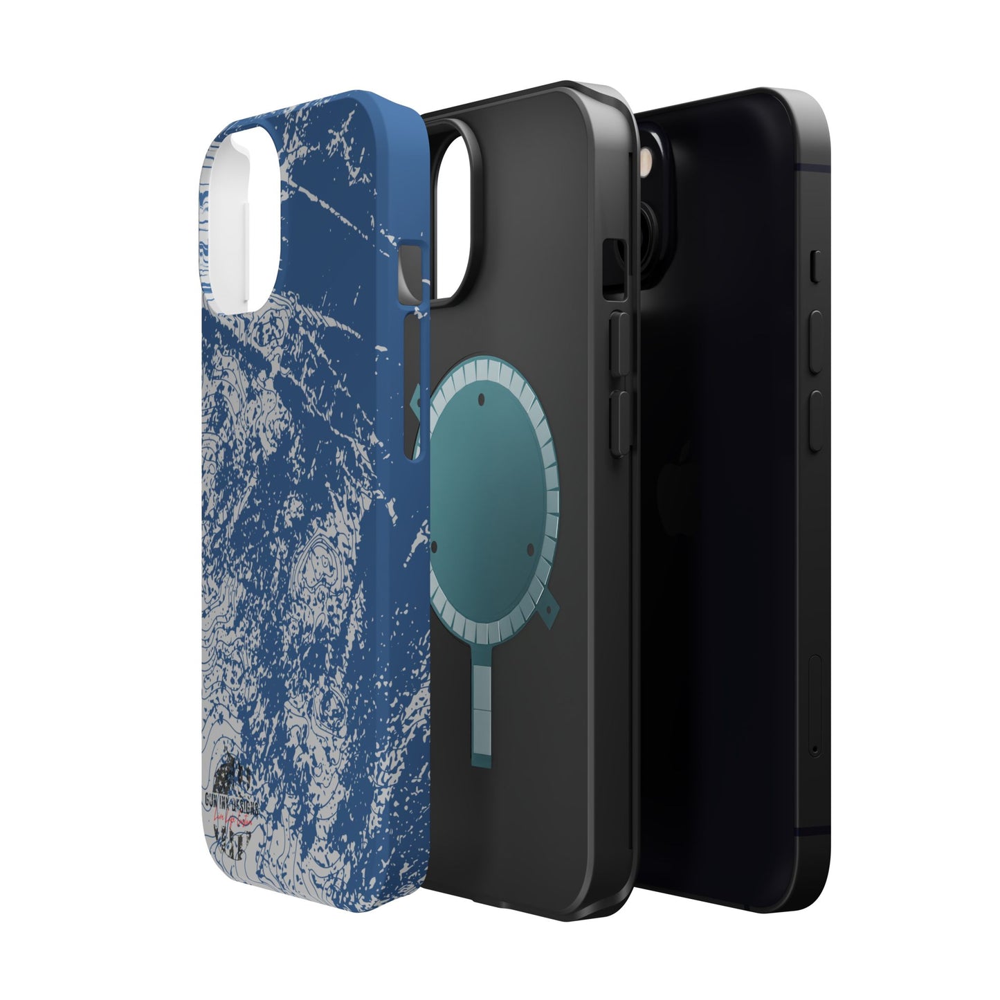 Magnetic Tough Phone Cases - Blue topo camo