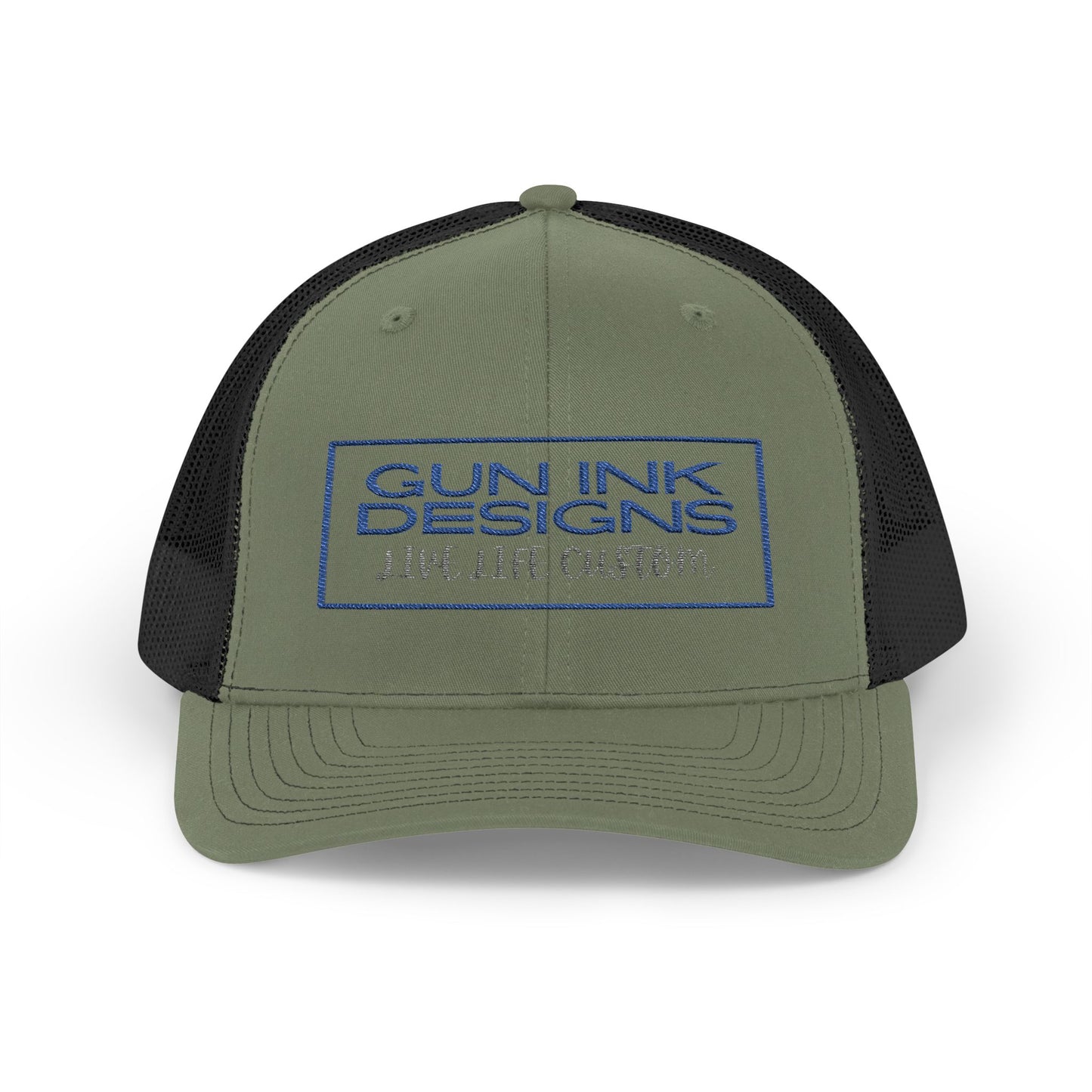 Snapback Trucker Cap - Blue and Gray Rectangle