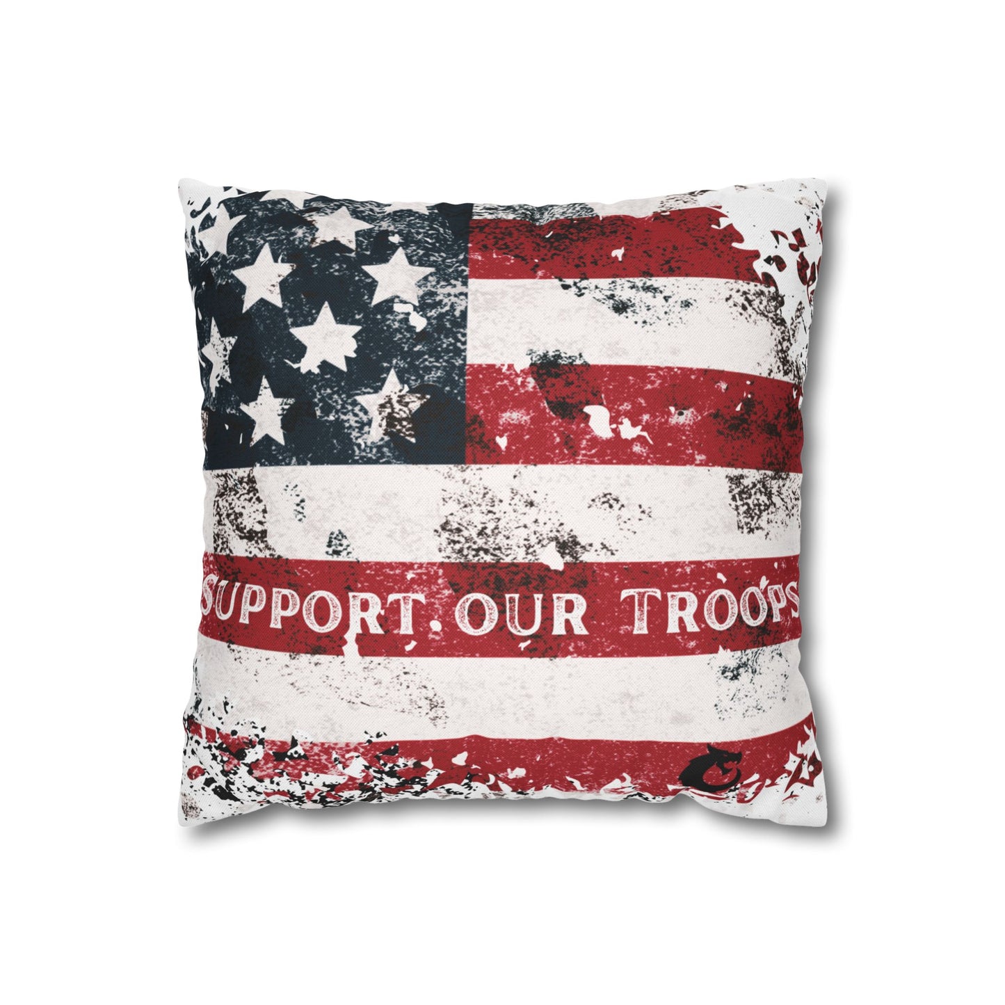 Spun Polyester Square Pillowcase - Support our Troops