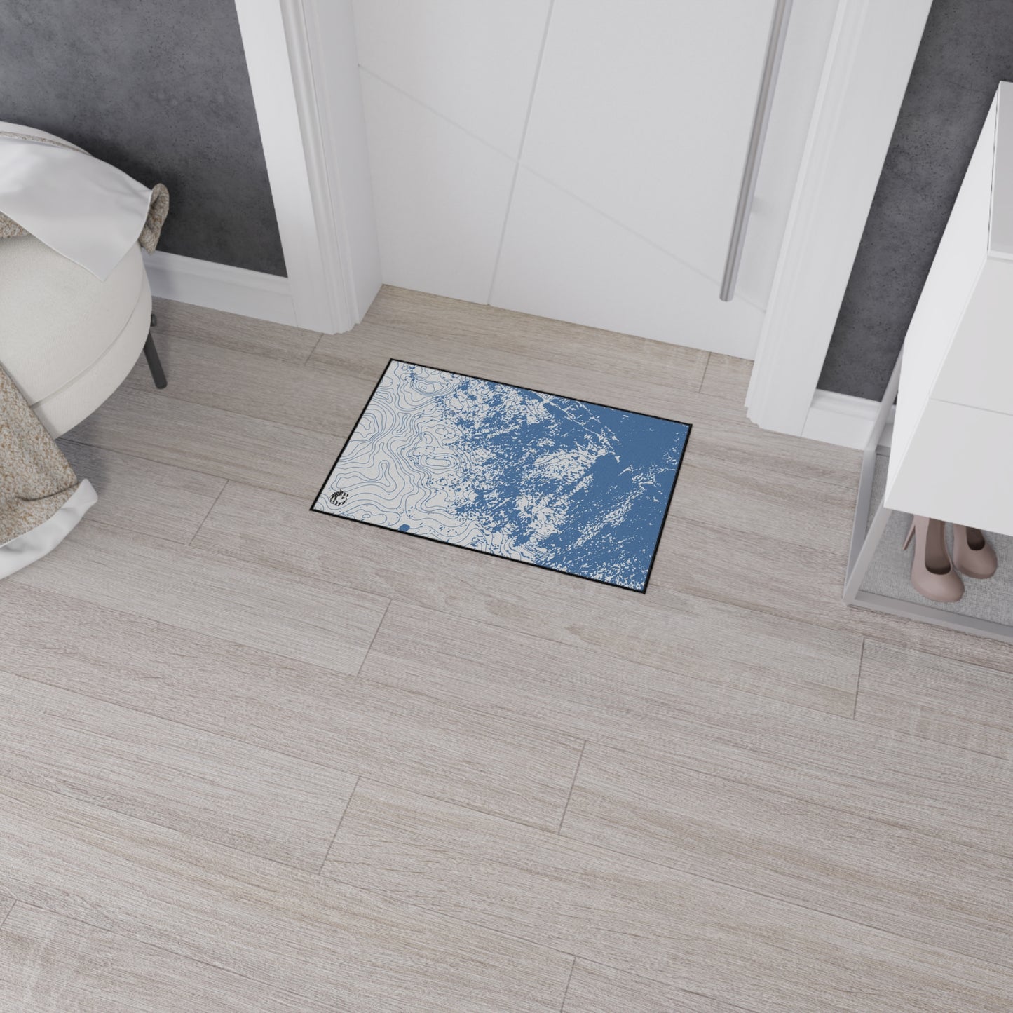 Stylish Heavy Duty Floor Mat - Blue Topographic Design