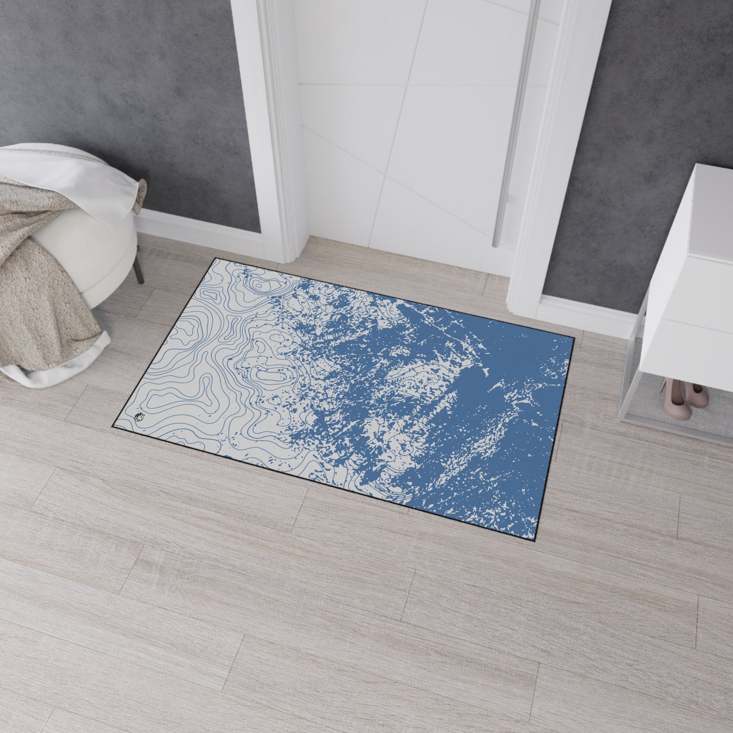 Stylish Heavy Duty Floor Mat - Blue Topographic Design