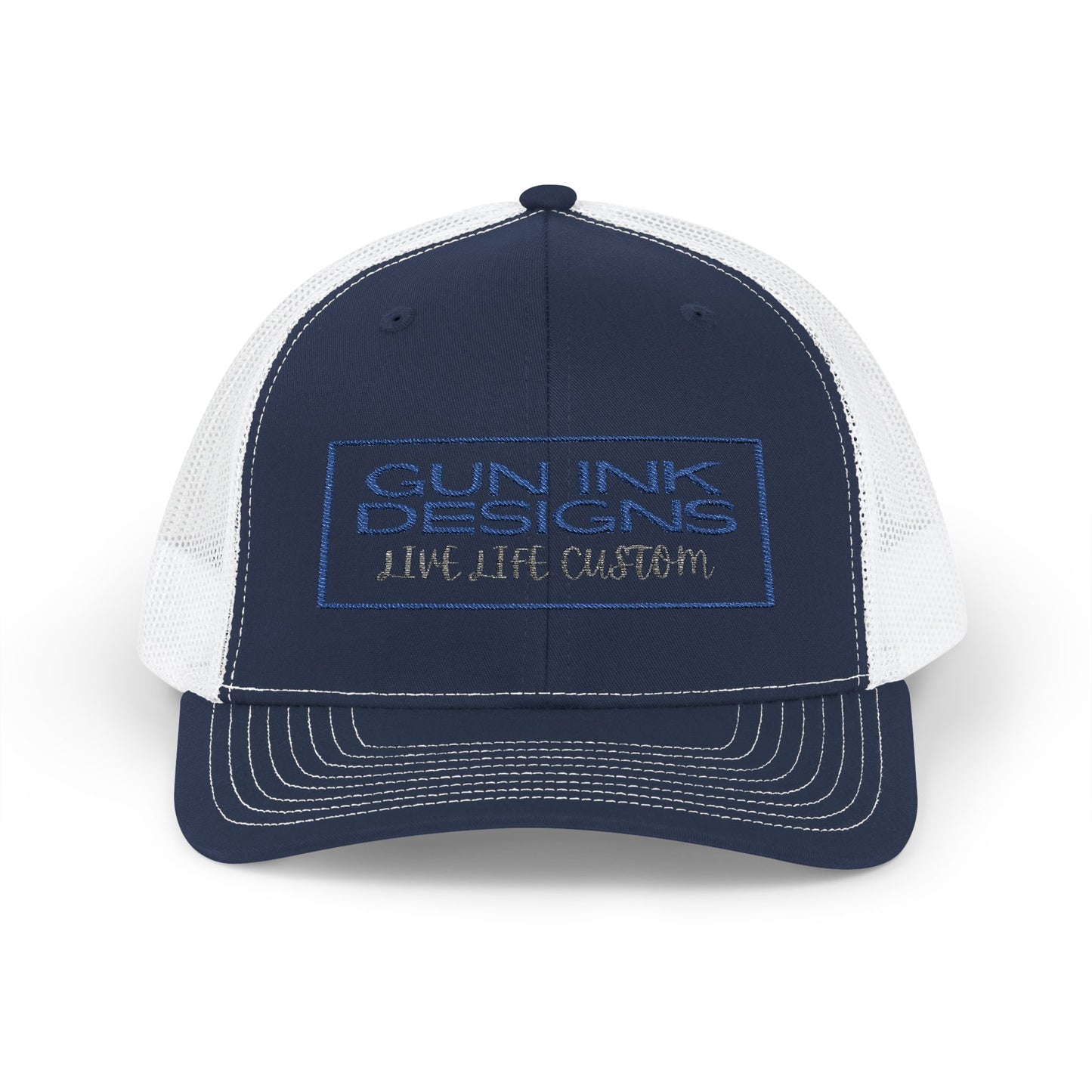 Snapback Trucker Cap - Blue and Gray Rectangle