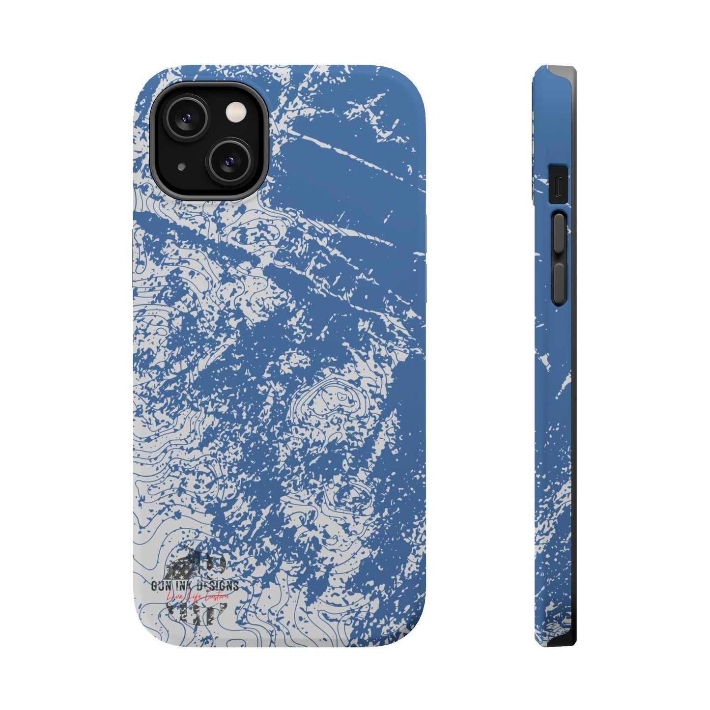 Magnetic Tough Phone Cases - Blue topo camo
