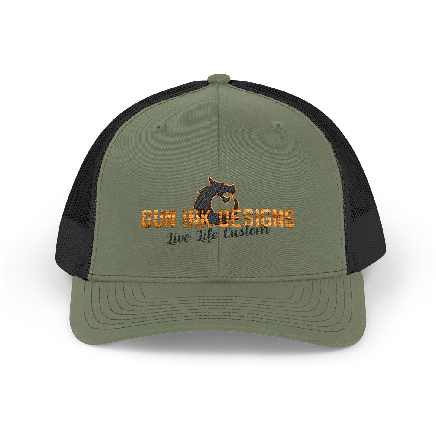 Snapback Trucker Cap - Black/ Orange Logo