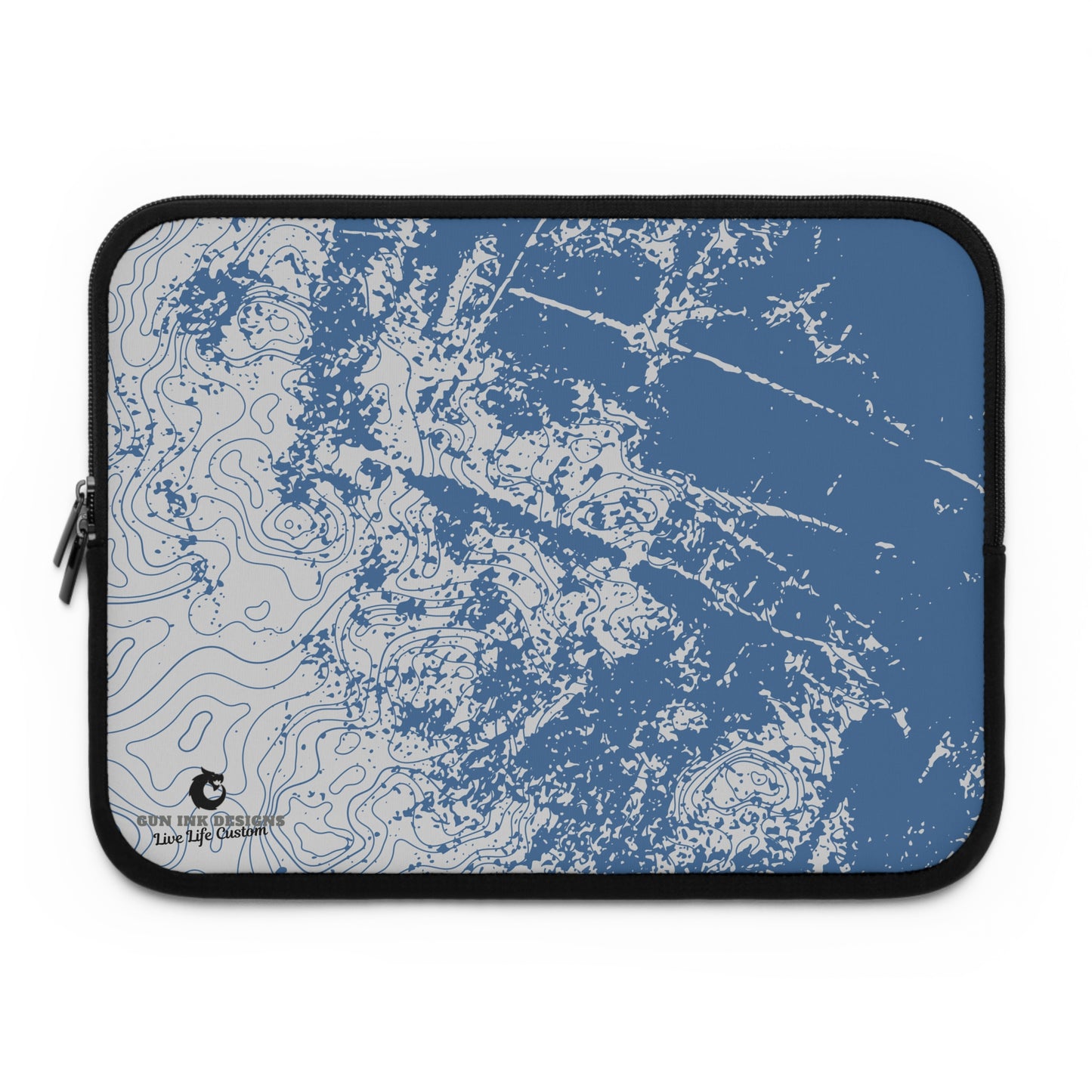 Abstract Blue Topo Laptop, iPad Sleeve, Stylish Computer Bag, Gift for College Students, Eco-Friendly Design
