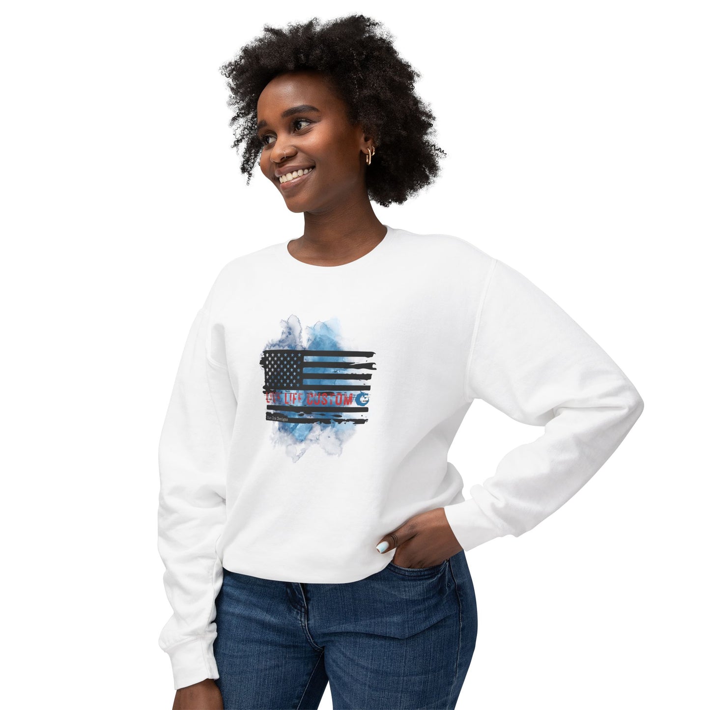 Lightweight Crewneck Sweatshirt - Water Color Flag