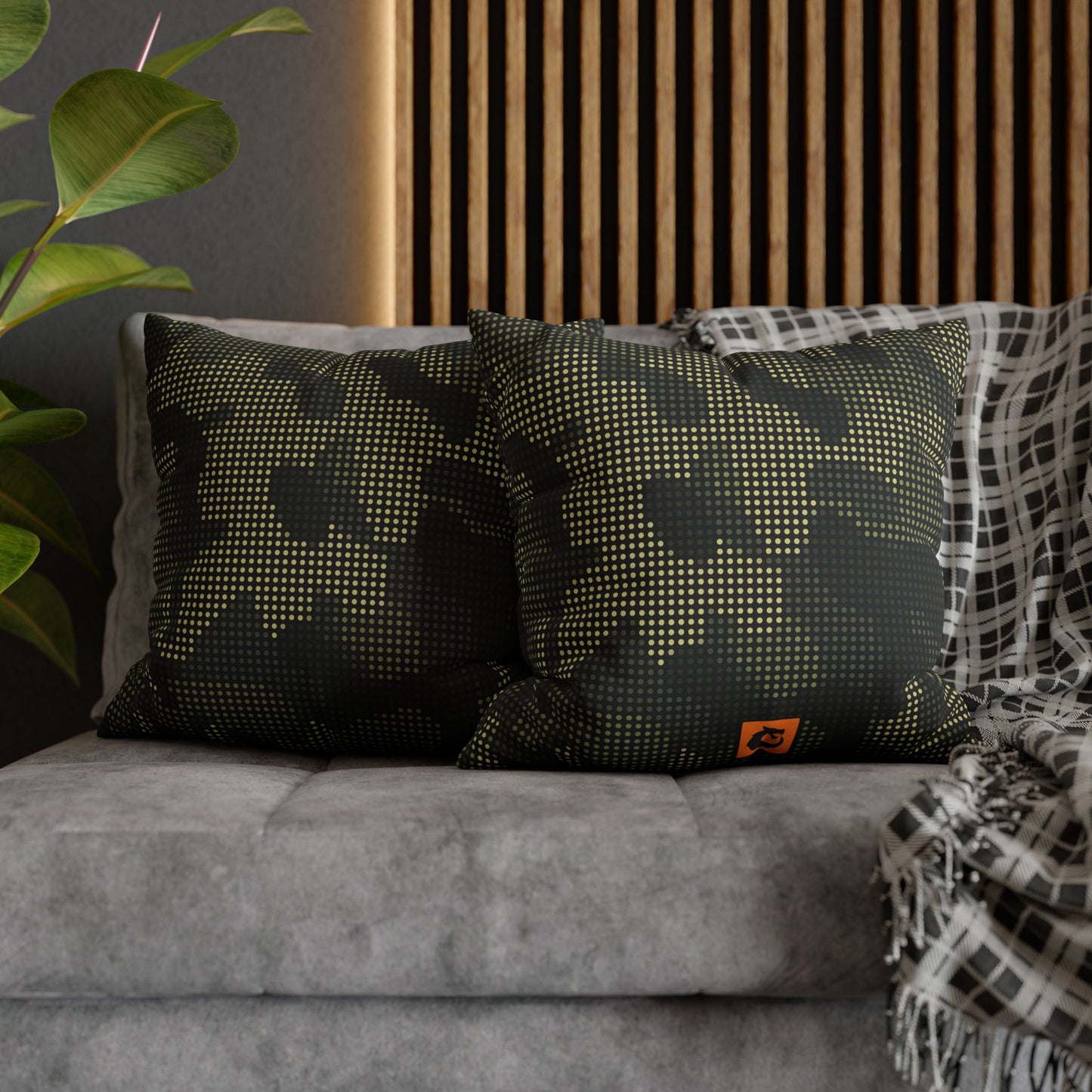 Spun Polyester Square Pillowcase - Green Tech Camo
