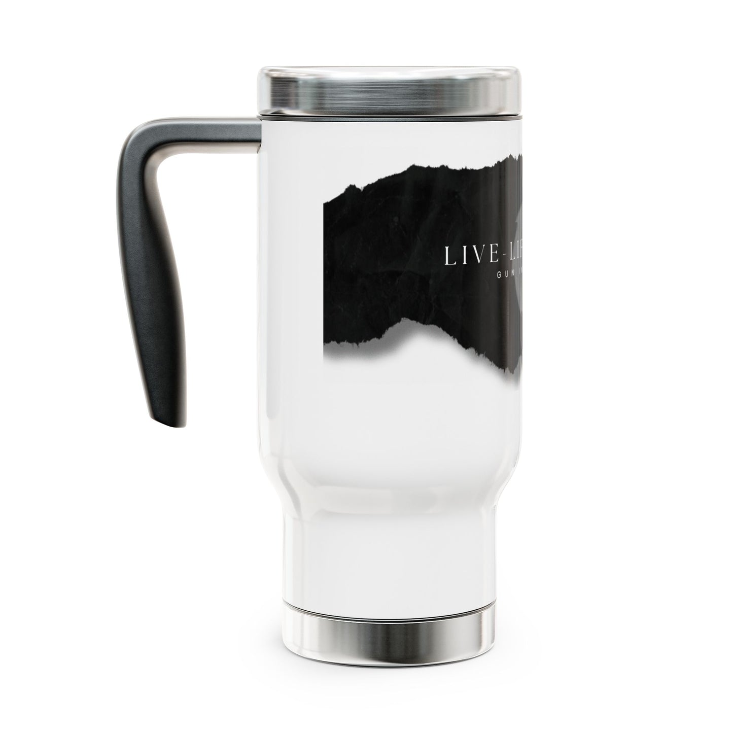 Stainless Steel Travel Mug with Handle, 14oz - Torn Paper