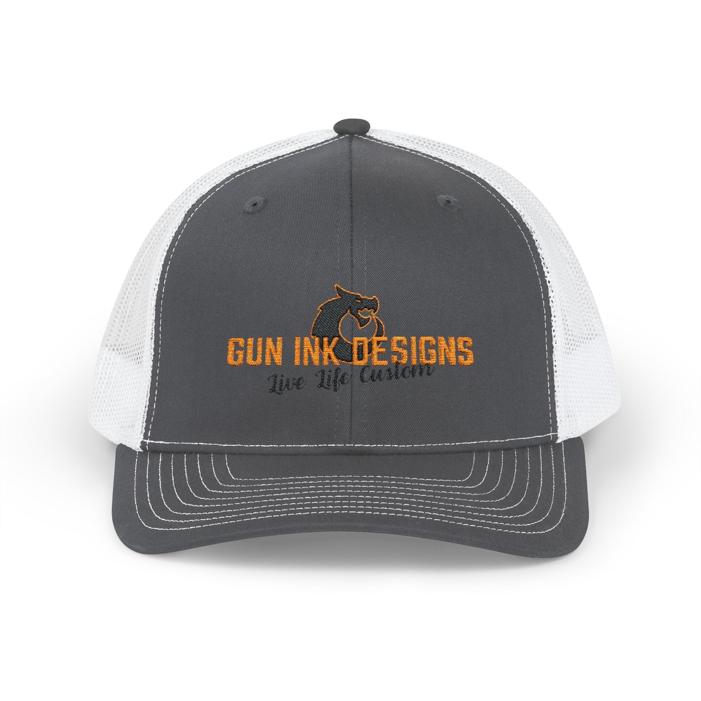 Snapback Trucker Cap - Black/ Orange Logo