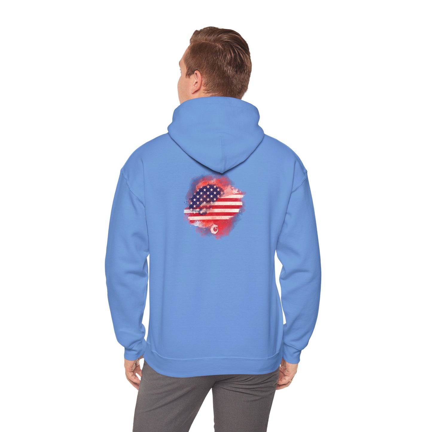 Heavy Blend™ Hooded Sweatshirt - Red Watercolor Flag