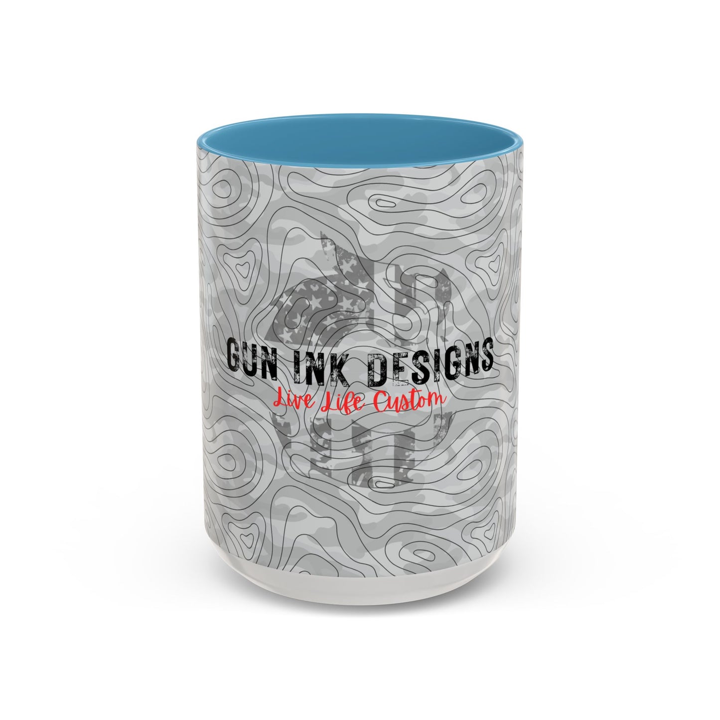 Accent Coffee Mug (11, 15oz) - Gray Topo Logo