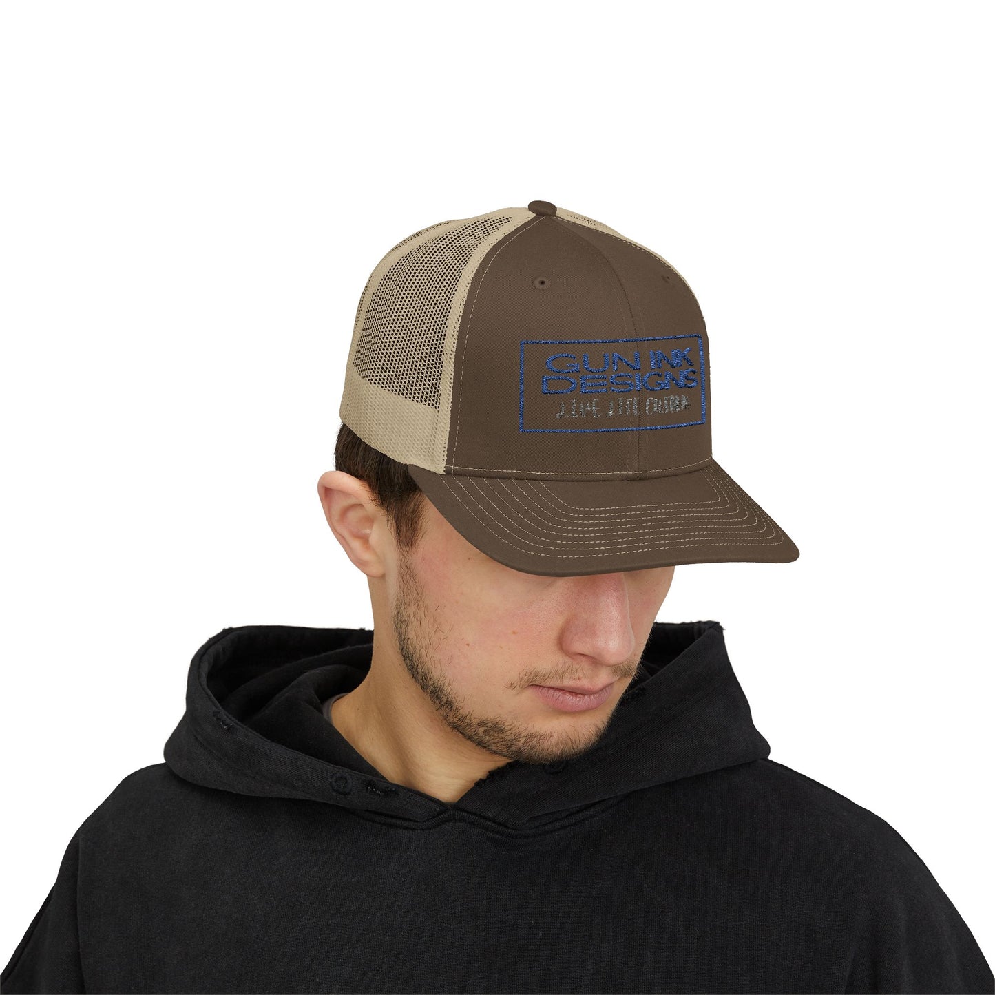 Snapback Trucker Cap - Blue and Gray Rectangle