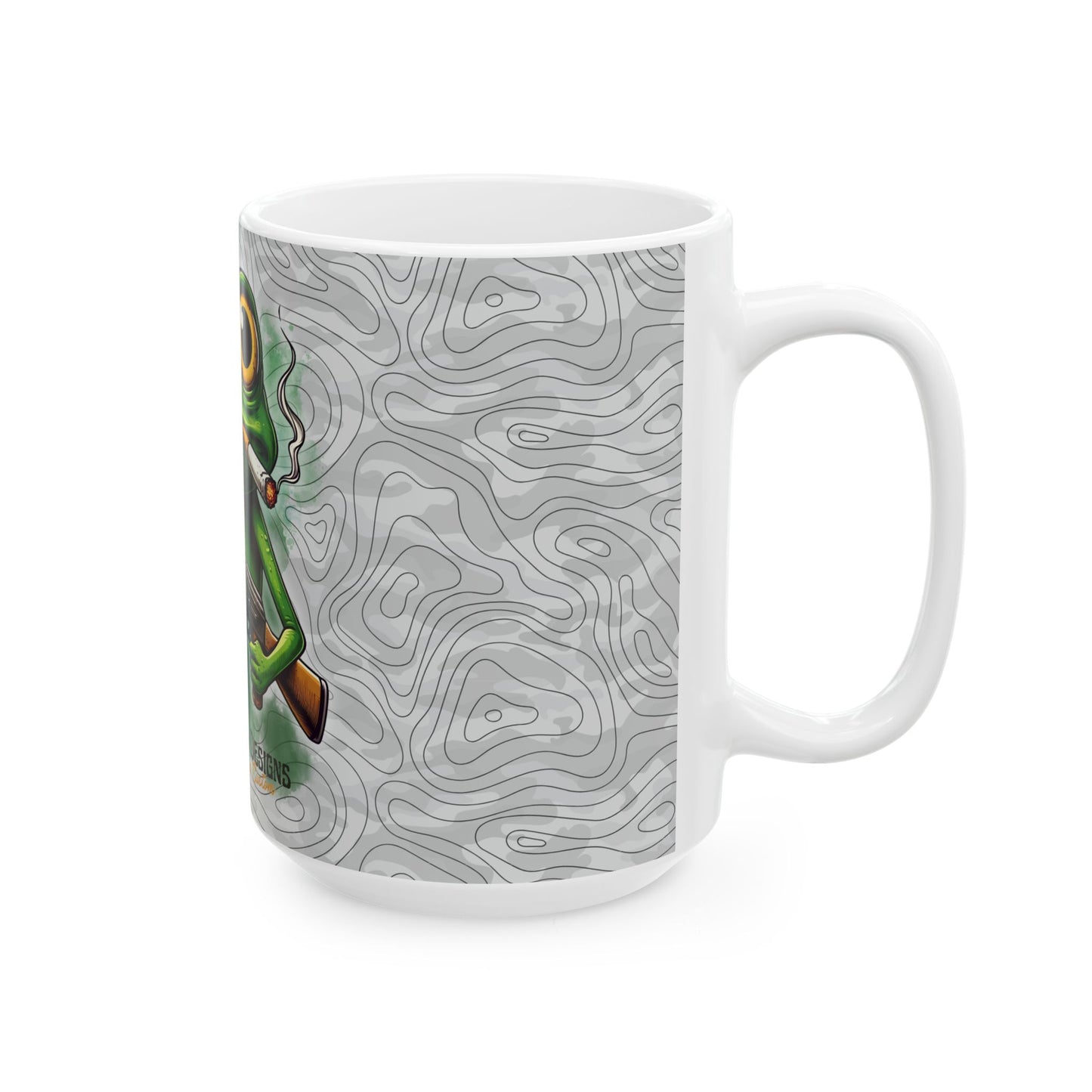 Funny Frog with AK47 Ceramic Mug - Unique Gift for Gun Lovers, 11oz & 15oz