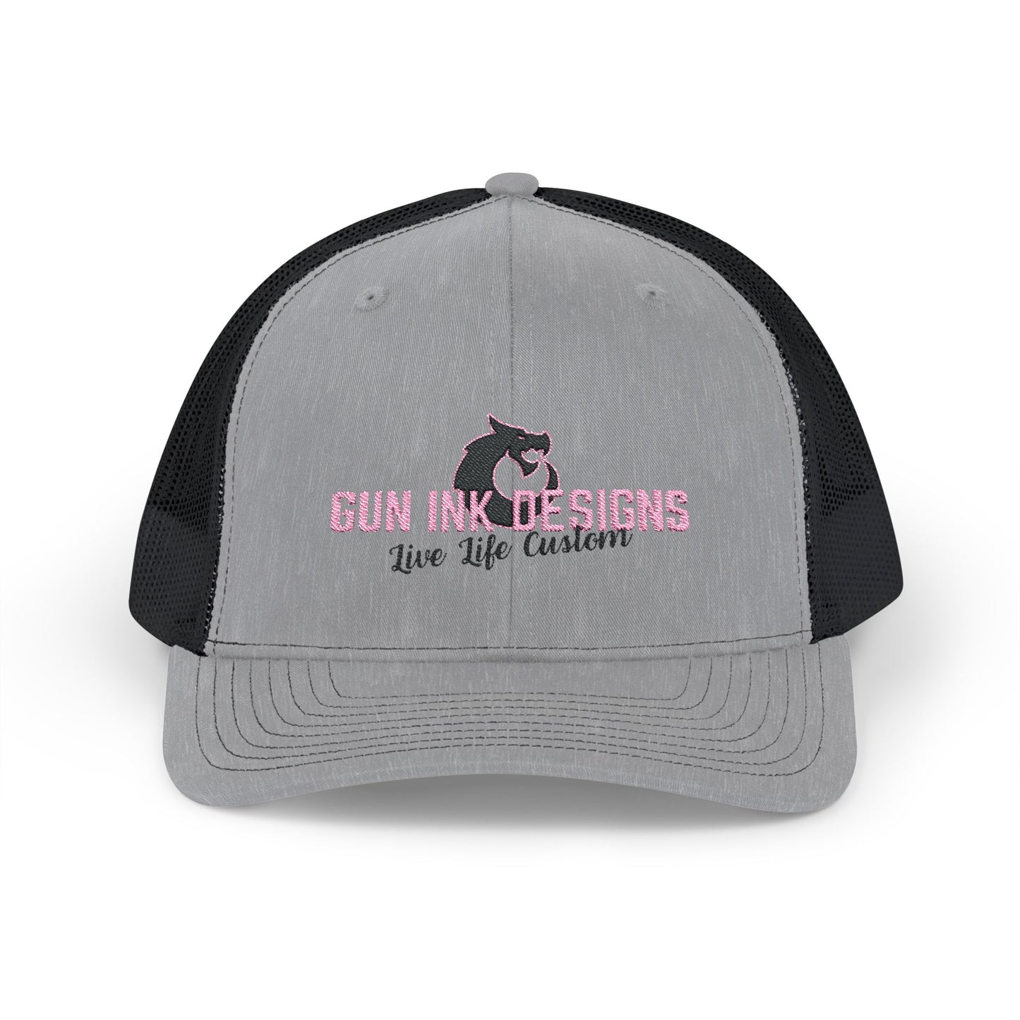Snapback Trucker Cap - Black/ Pink Logo