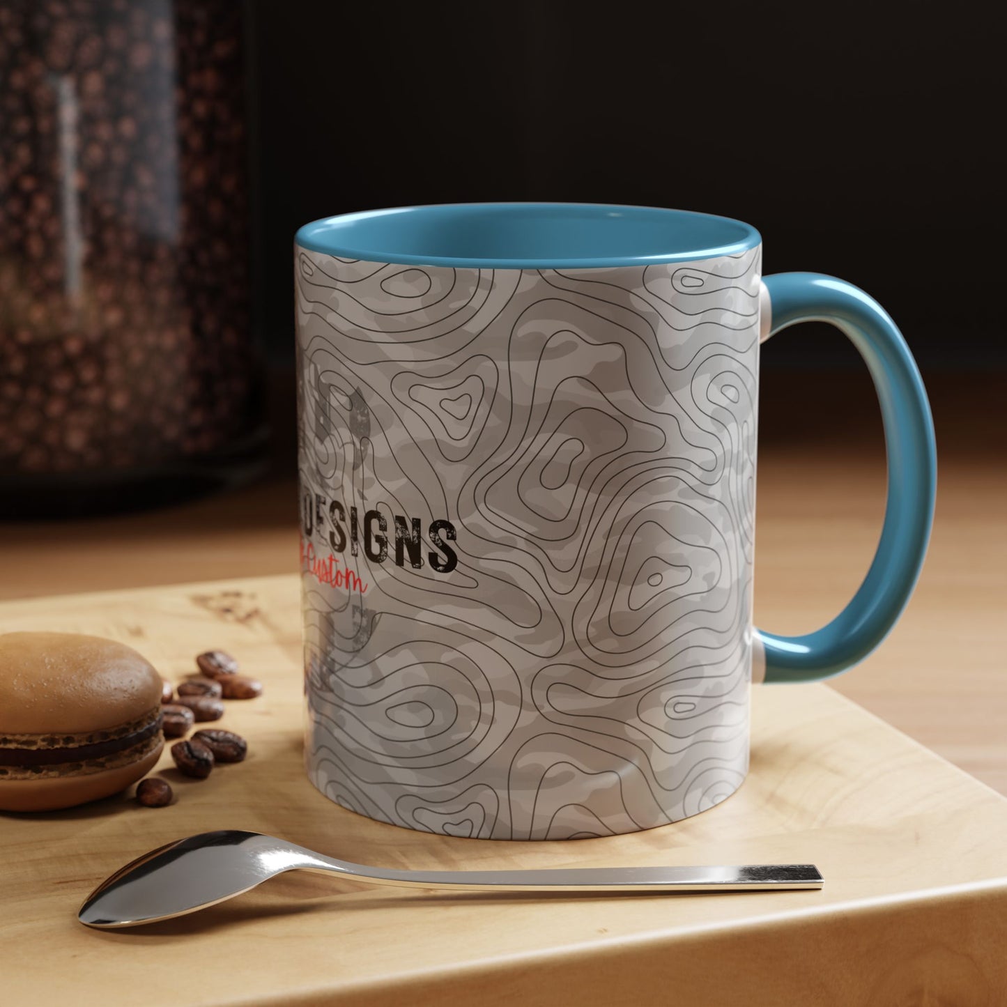Accent Coffee Mug (11, 15oz) - Gray Topo Logo