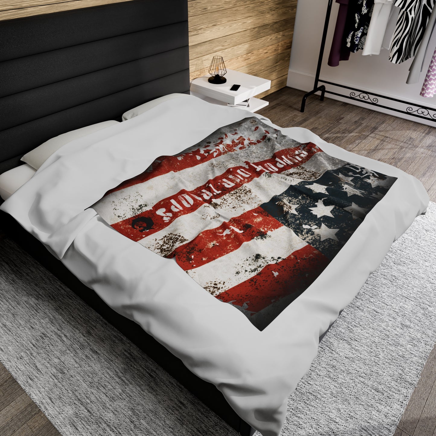 Velveteen Plush Blanket - Support Our Troops