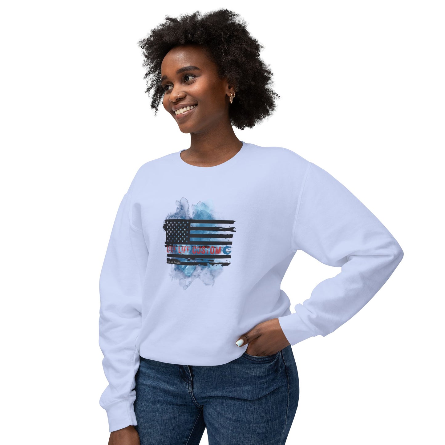 Lightweight Crewneck Sweatshirt - Water Color Flag