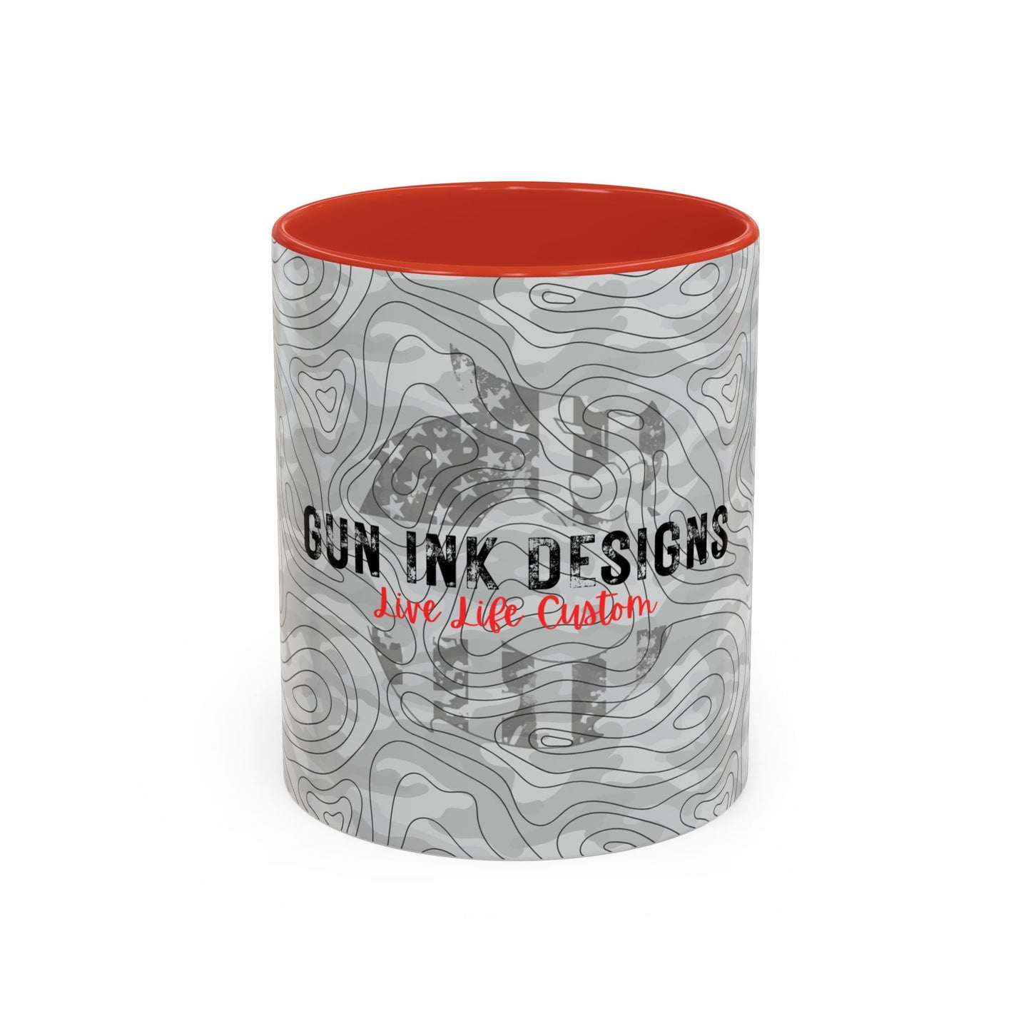Accent Coffee Mug (11, 15oz) - Gray Topo Logo