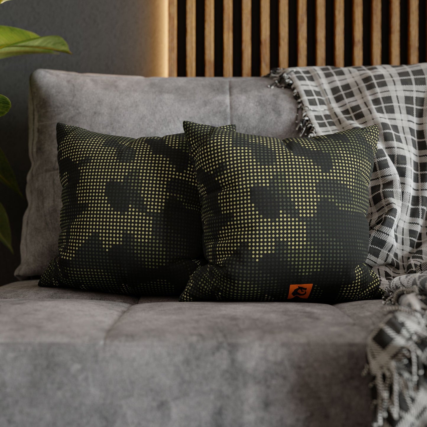 Spun Polyester Square Pillowcase - Green Tech Camo