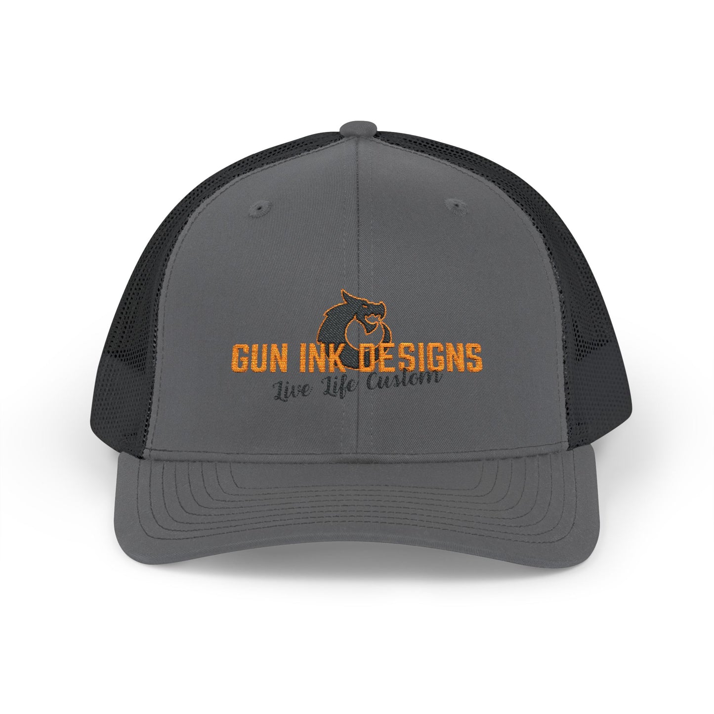 Snapback Trucker Cap - Black/ Orange Logo
