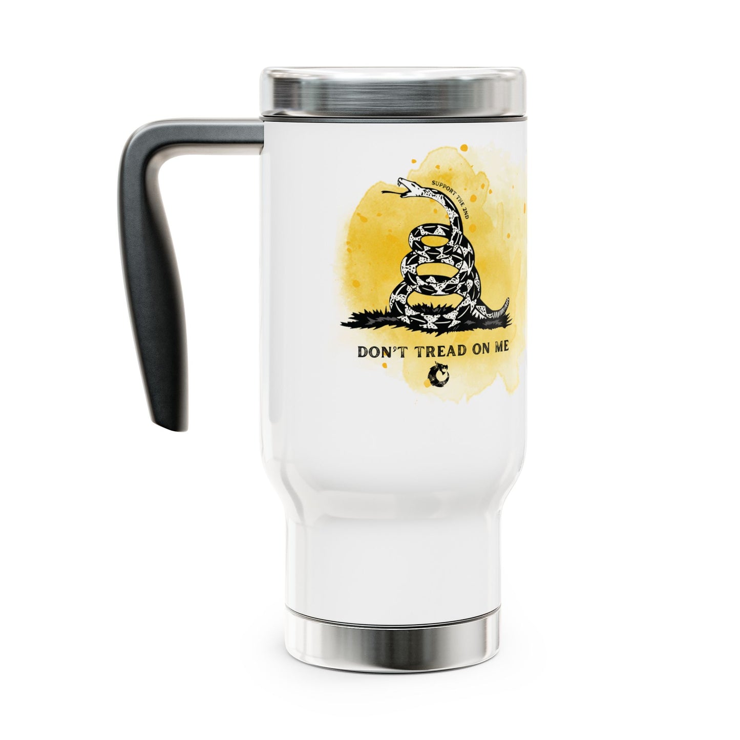 Stainless Steel Travel Mug with Handle, 14oz - Don't Tread on Me