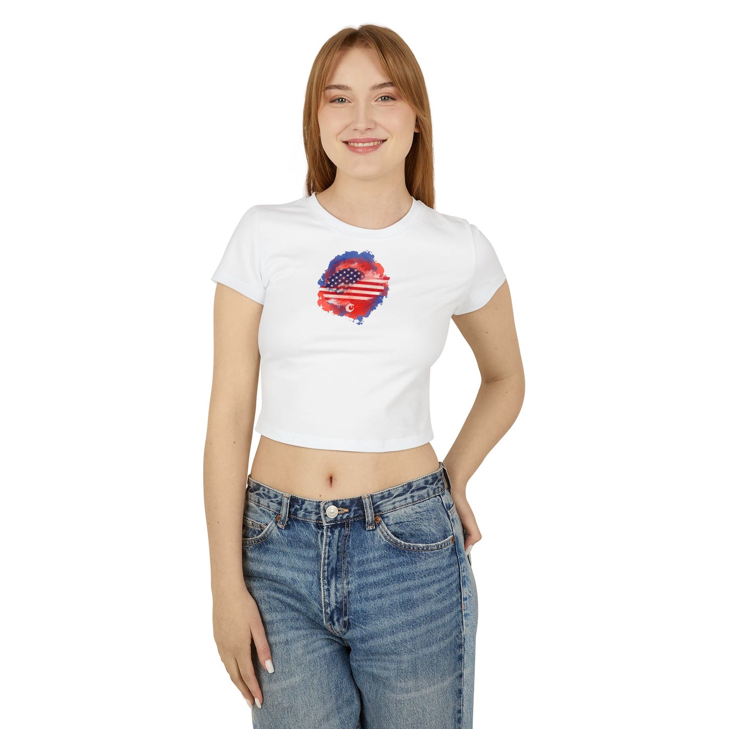 Women's Baby Tee - Watercolor Flag