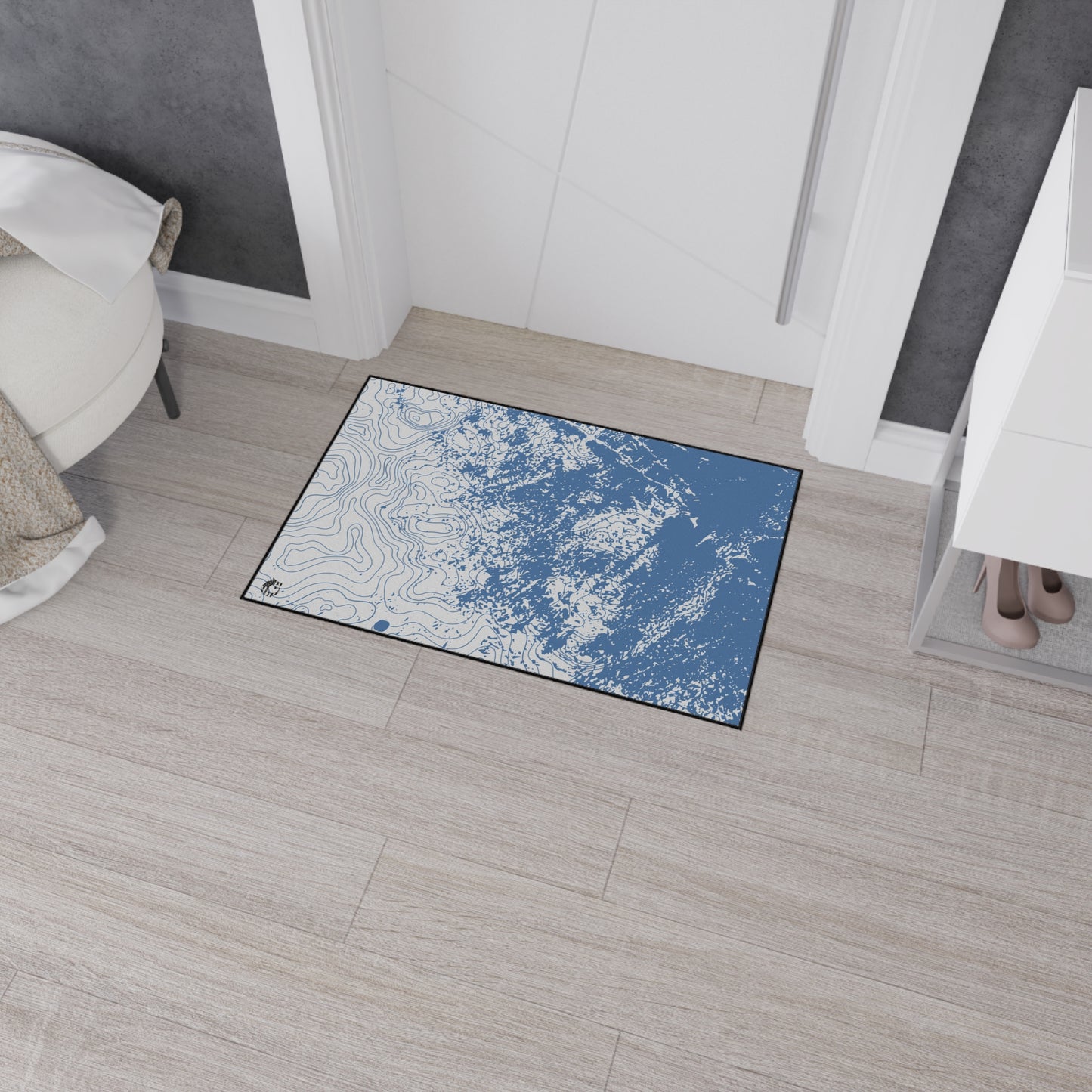 Stylish Heavy Duty Floor Mat - Blue Topographic Design