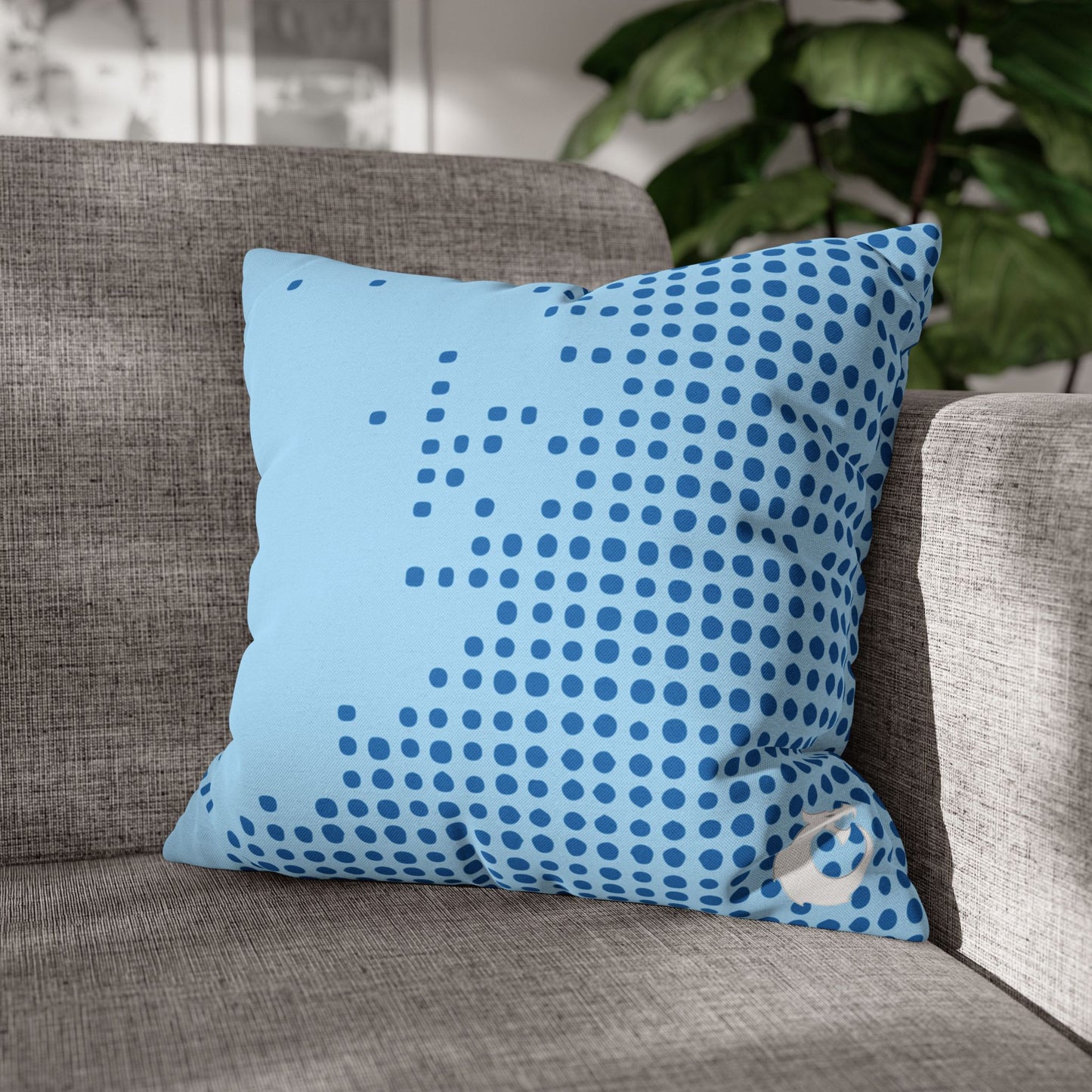 Spun Polyester Square Pillowcase - Blue Tech