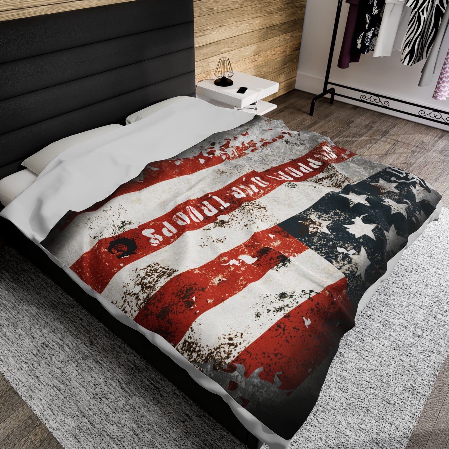 Velveteen Plush Blanket - Support Our Troops