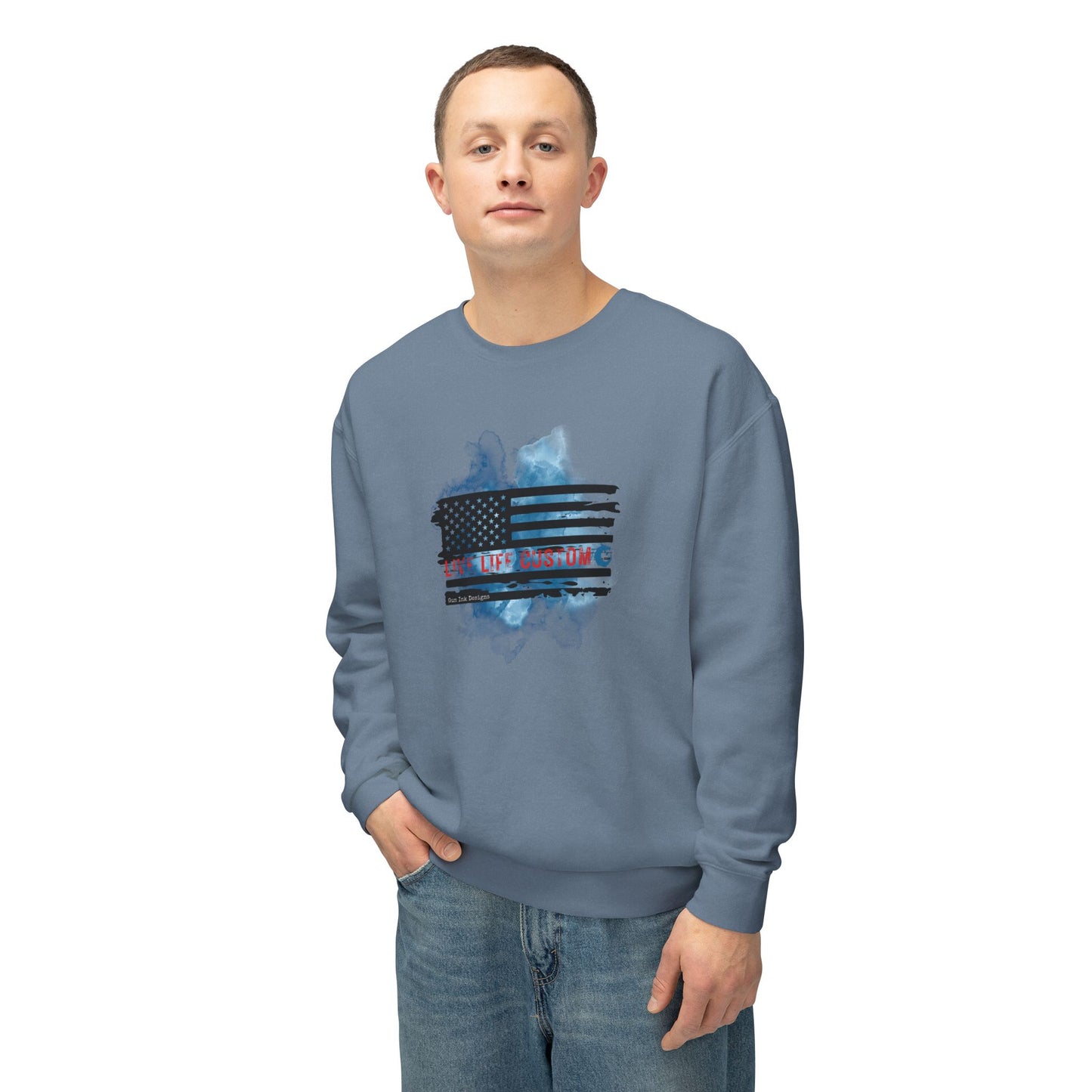 Lightweight Crewneck Sweatshirt - Water Color Flag