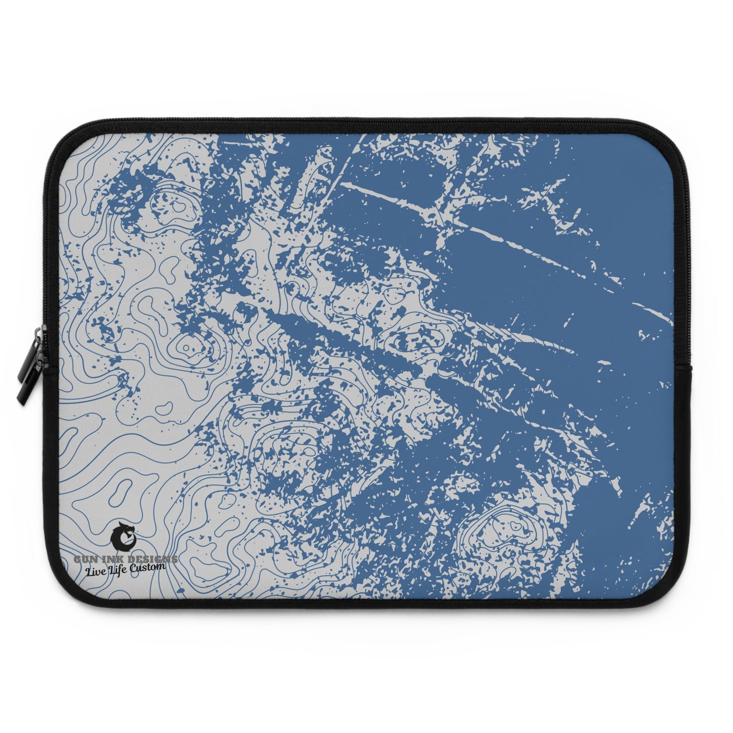 Abstract Blue Topo Laptop, iPad Sleeve, Stylish Computer Bag, Gift for College Students, Eco-Friendly Design