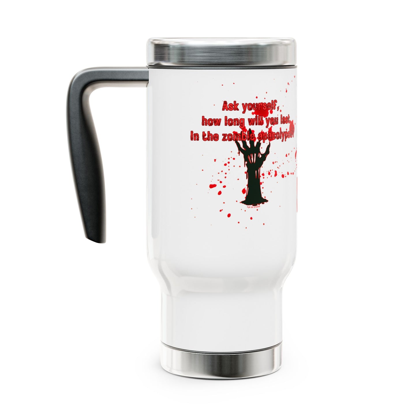 Stainless Steel Travel Mug with Handle, 14oz - Zombie