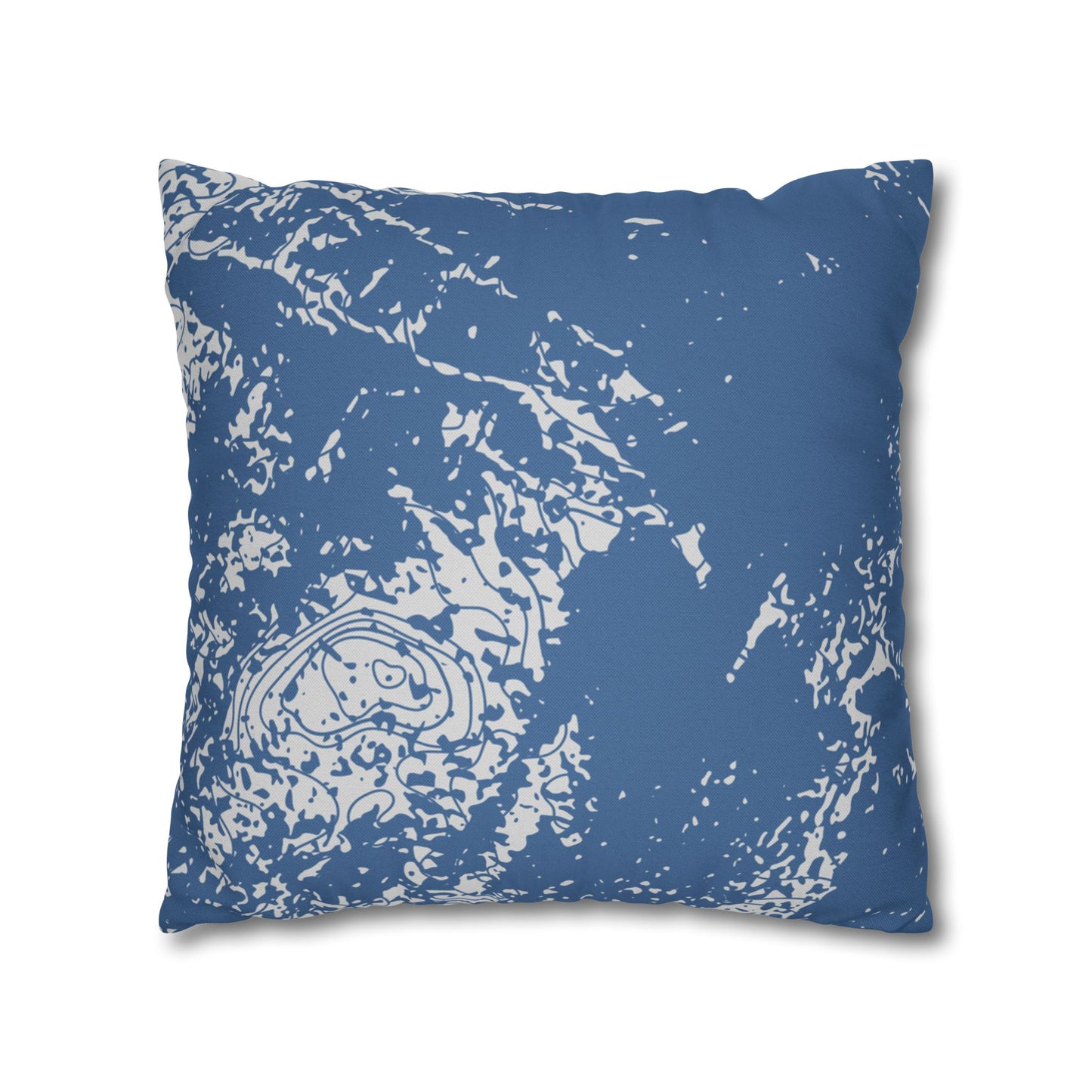 Spun Polyester Square Pillowcase - Blue Topography