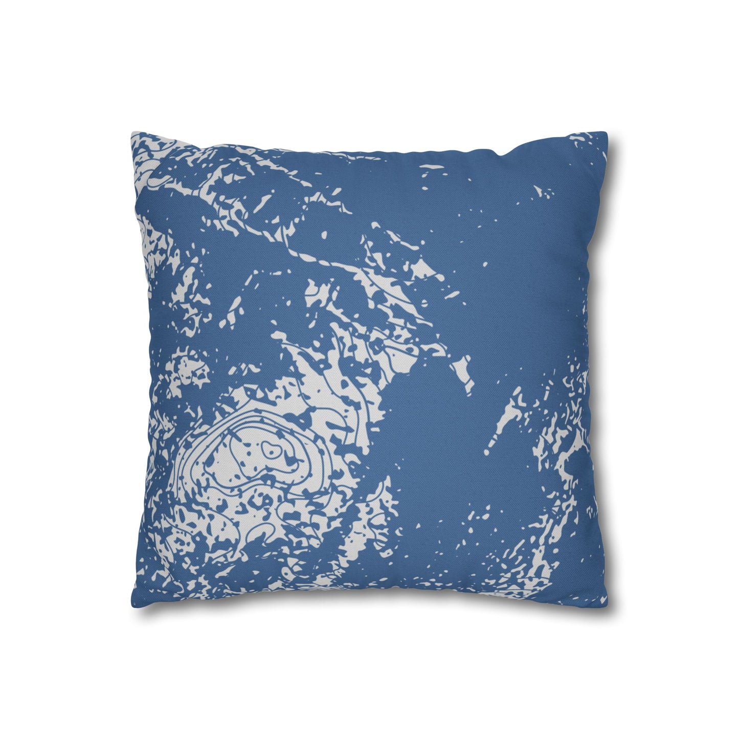 Spun Polyester Square Pillowcase - Blue Topography
