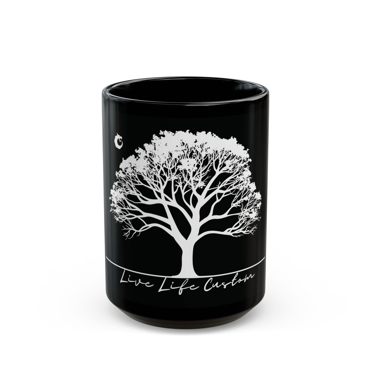Black Mug (11oz, 15oz) - White Tree