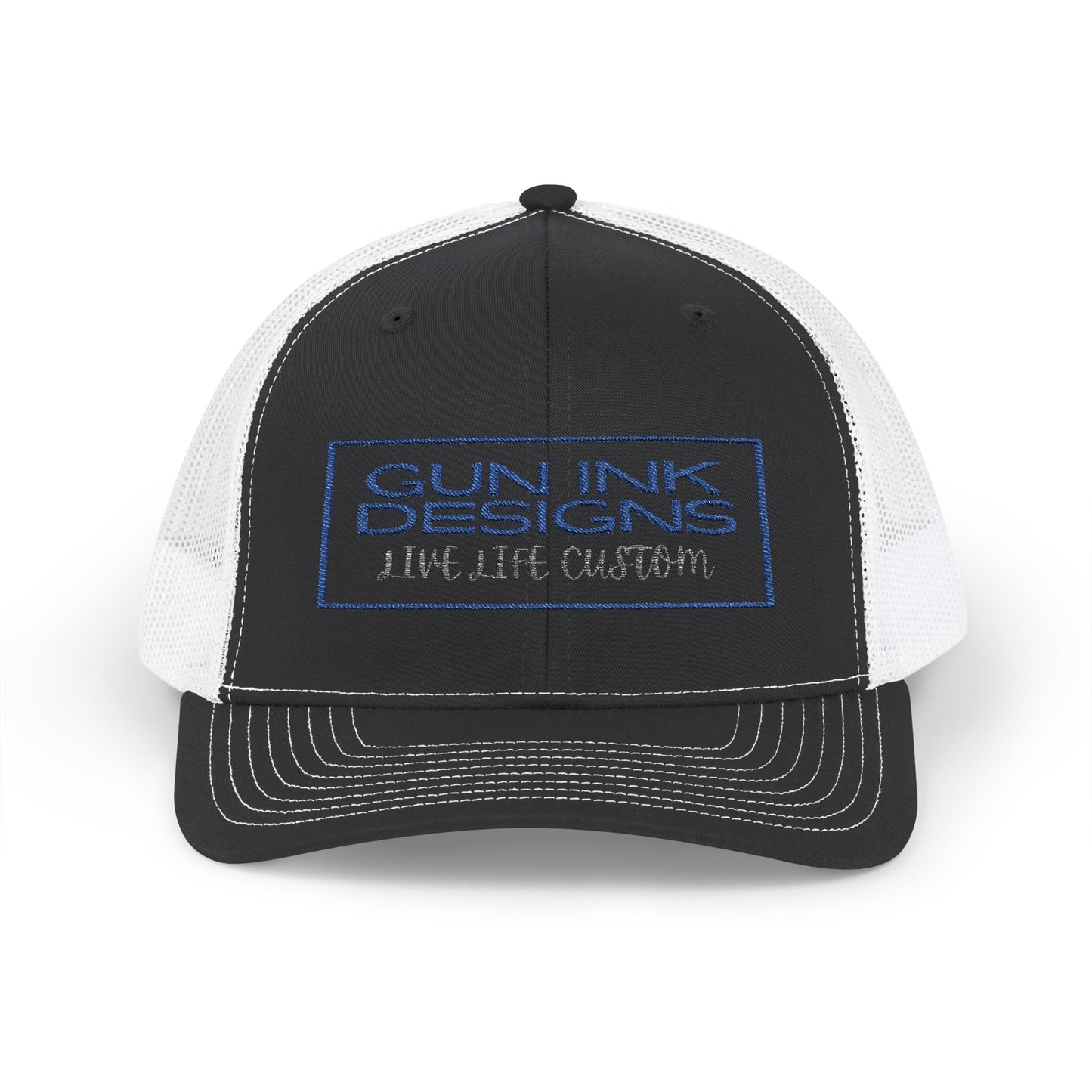 Snapback Trucker Cap - Blue and Gray Rectangle