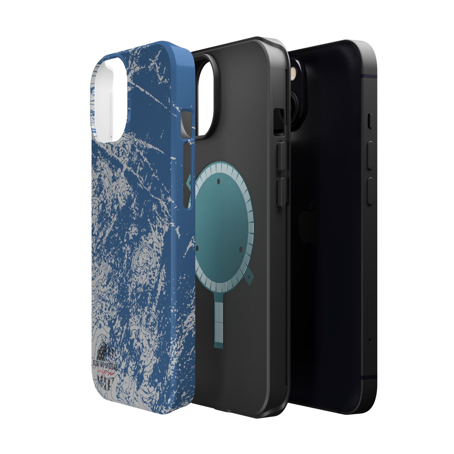Magnetic Tough Phone Cases - Blue topo camo