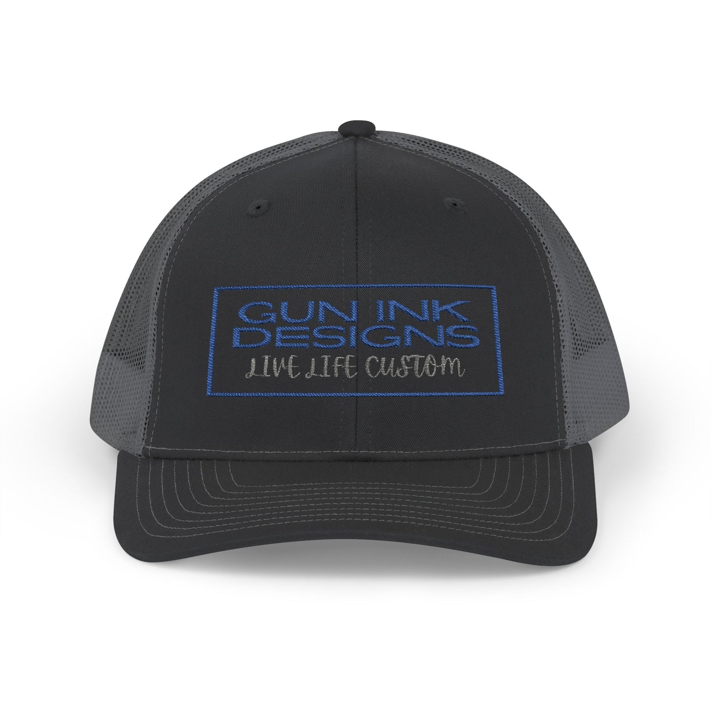 Snapback Trucker Cap - Blue and Gray Rectangle